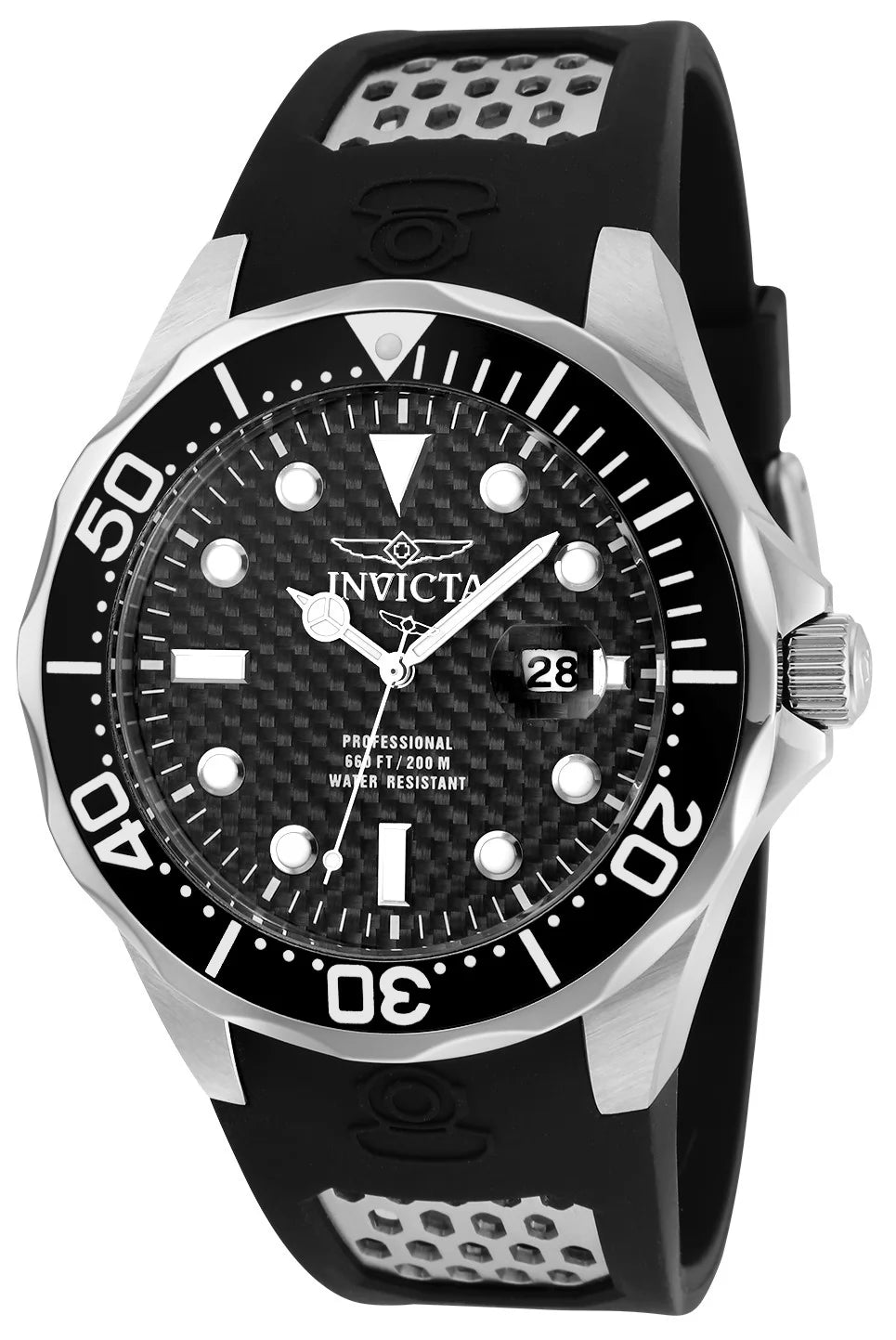 Invicta Men's 12558 Pro Diver Quartz 3 Hand Black Dial Watch