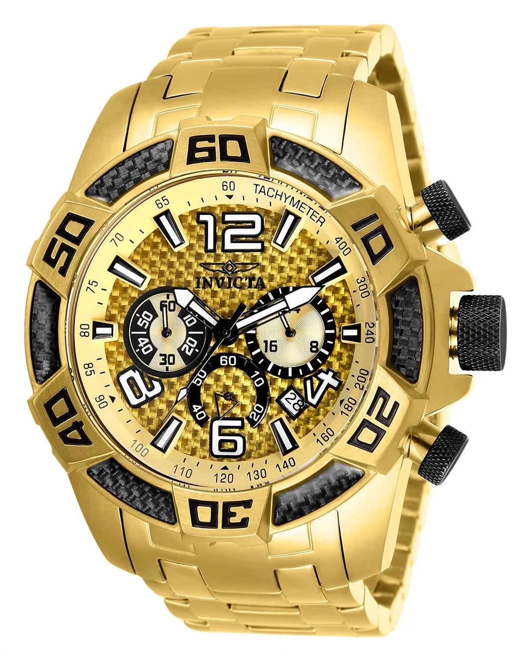Invicta Men's 25854 Pro Diver Quartz Chronograph Gold Dial Watch