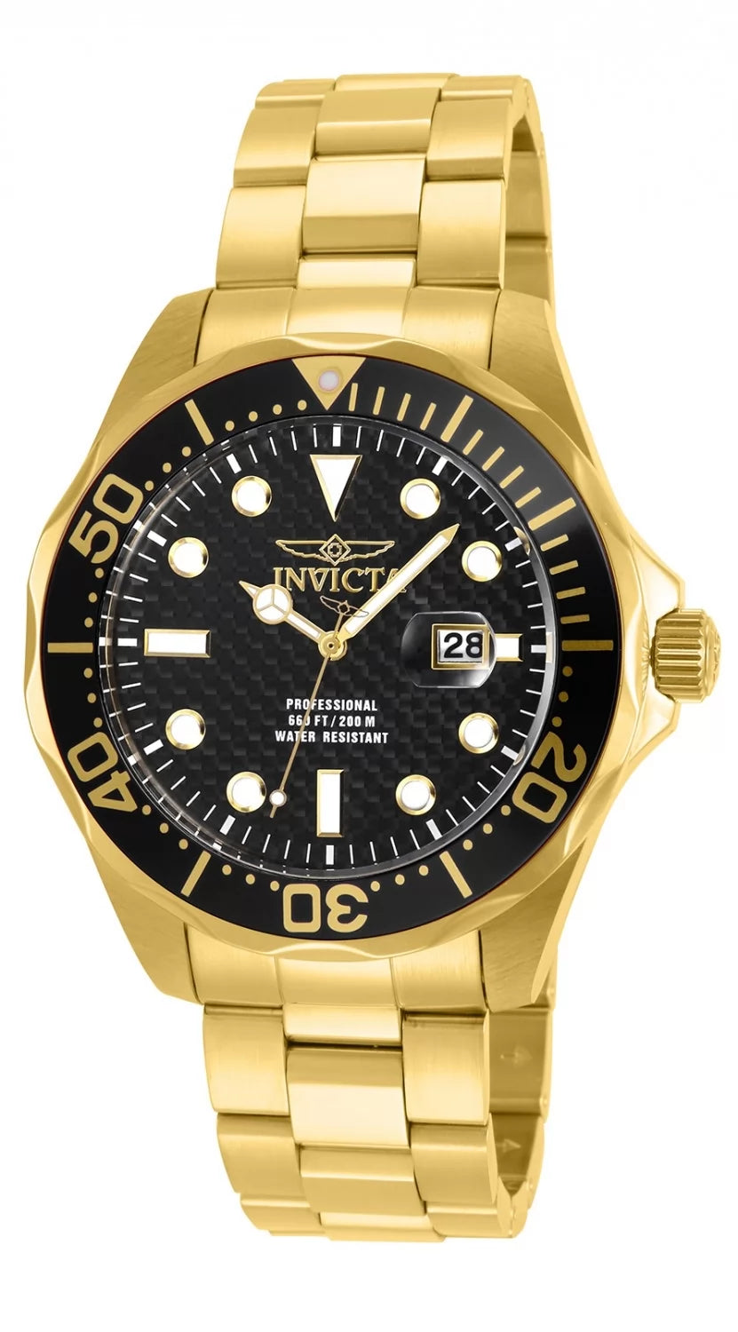 Invicta Men's 14356 Pro Diver Quartz 3 Hand Black Dial Watch