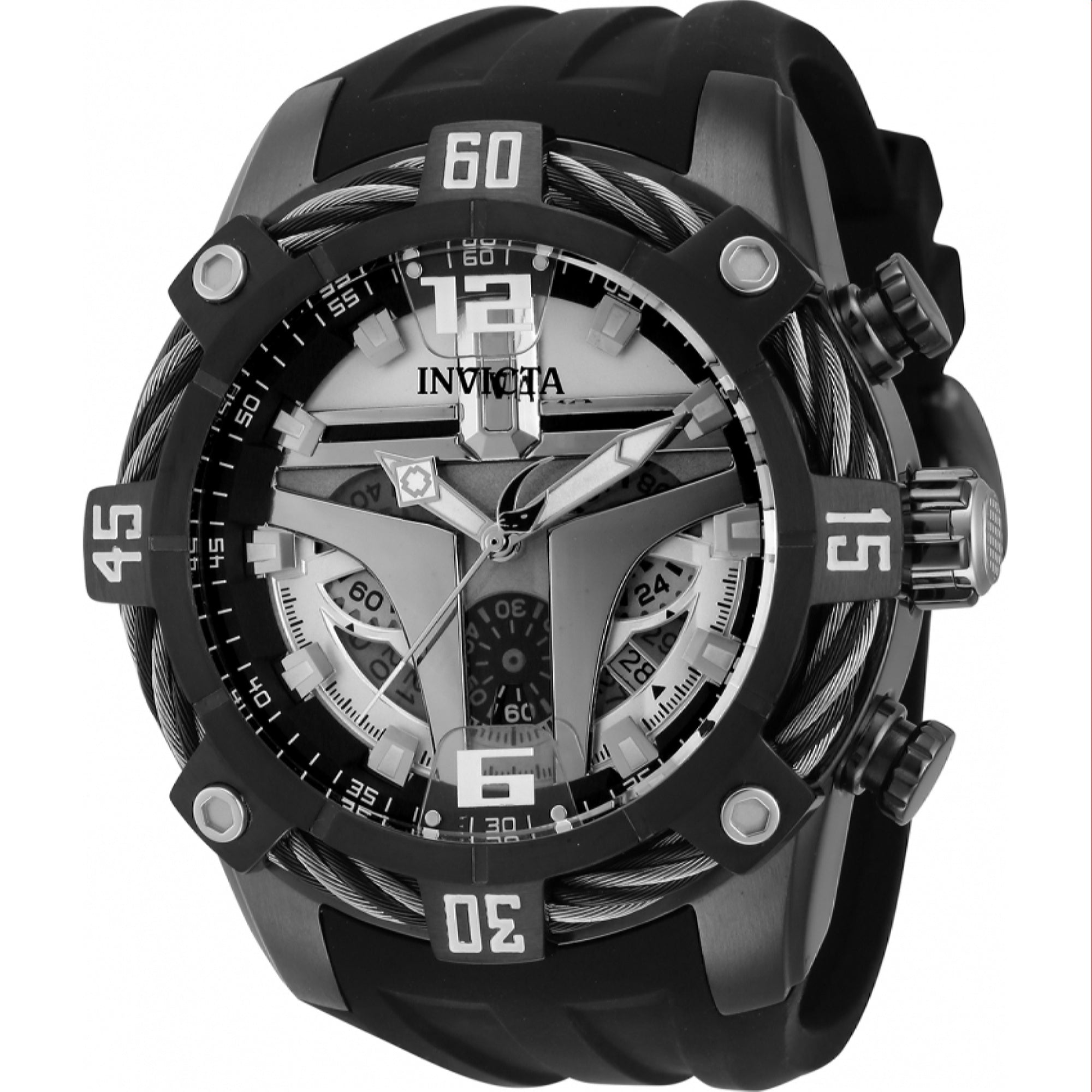 Invicta Quartz Star Wars Mandalorian Silver Dial Men's Watch 40295