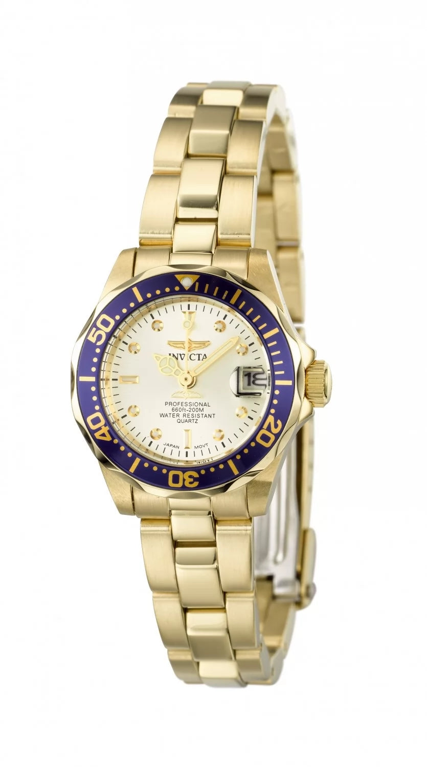 Invicta Women's 4610 Pro Diver Quartz 3 Hand Champagne Dial Watch
