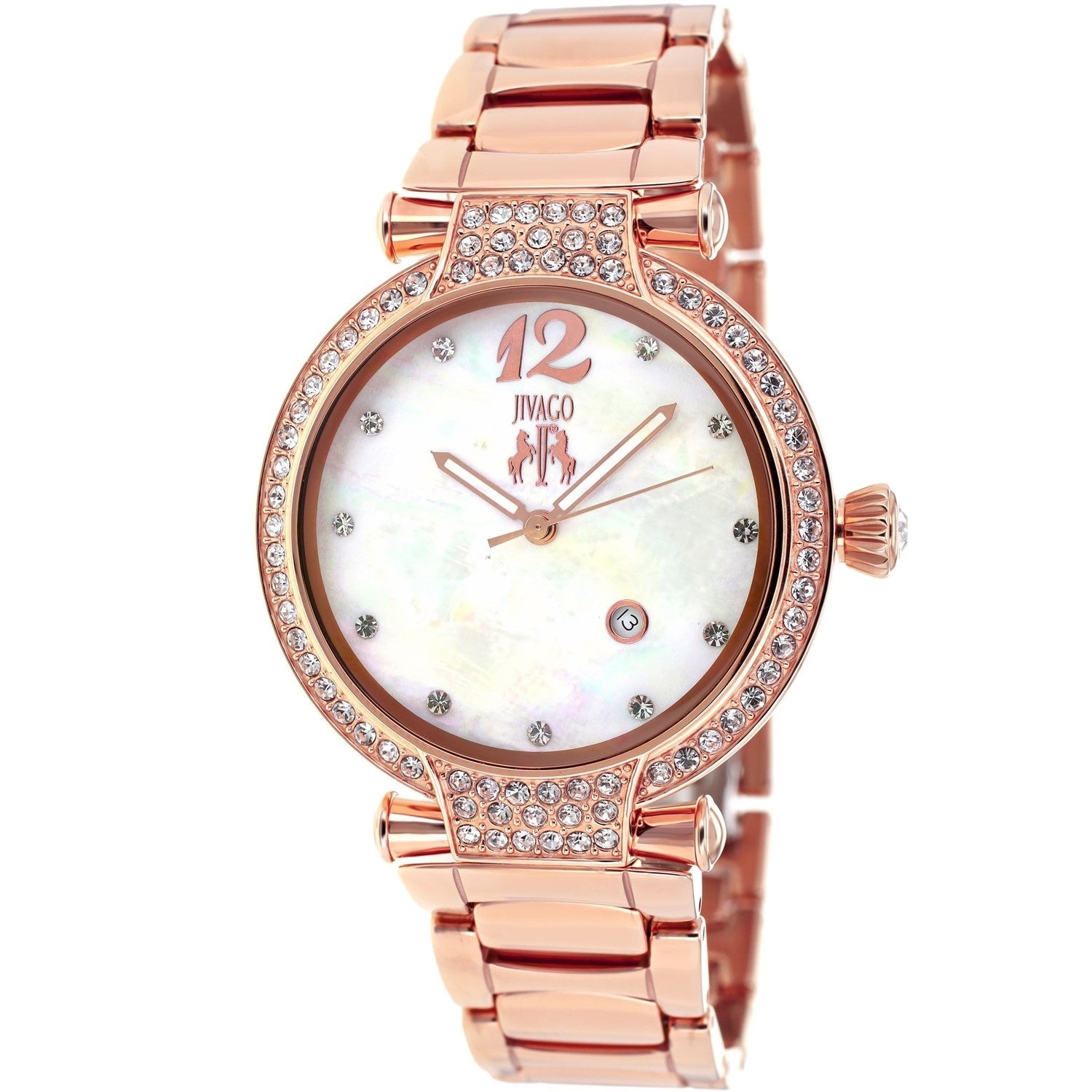 Jivago Bijoux Quartz Crystal White Mother of Pearl Dial Women's Watch JV2218