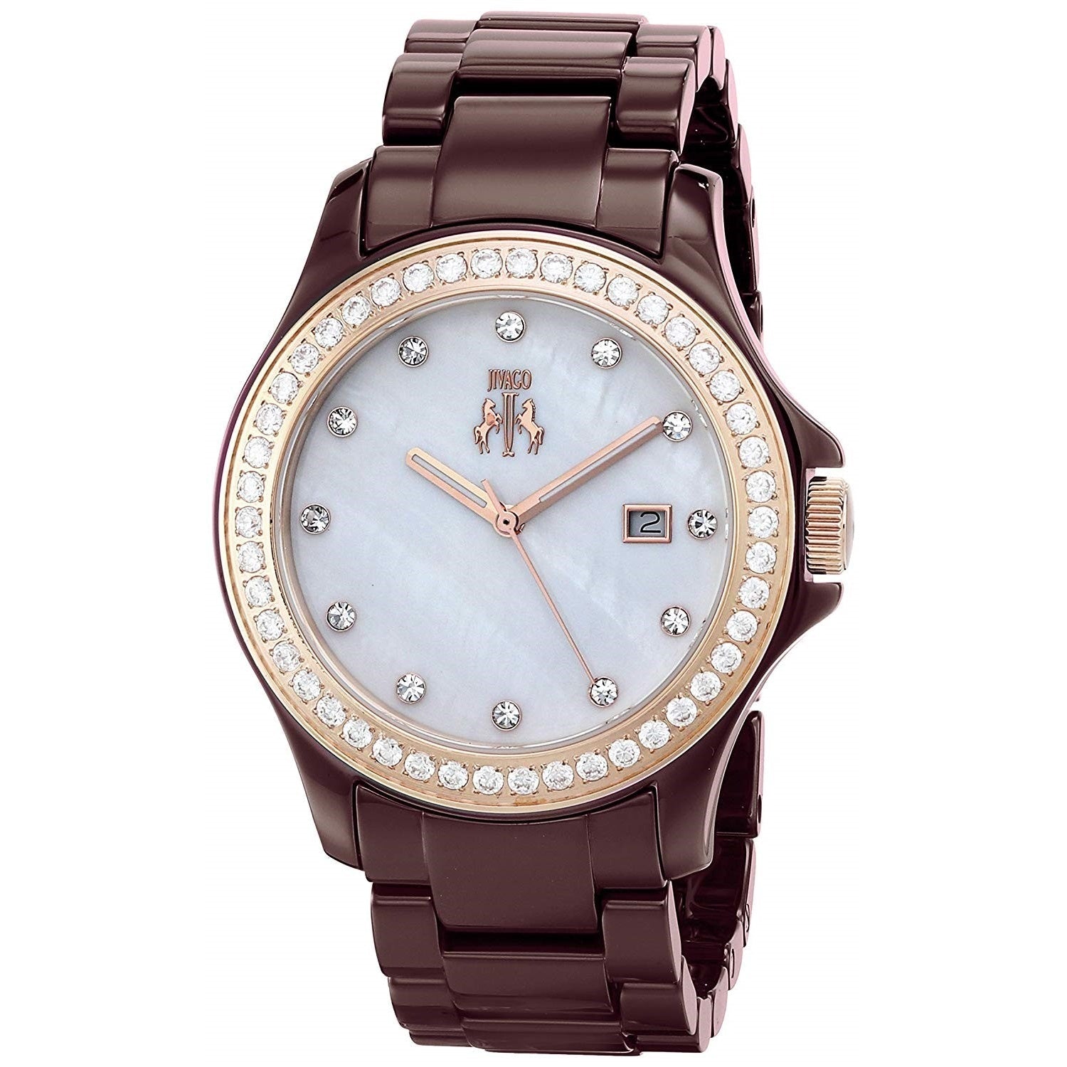 Jivago Ceramic Quartz Crystal White Mother of Pearl Dial Women's Watch JV9415
