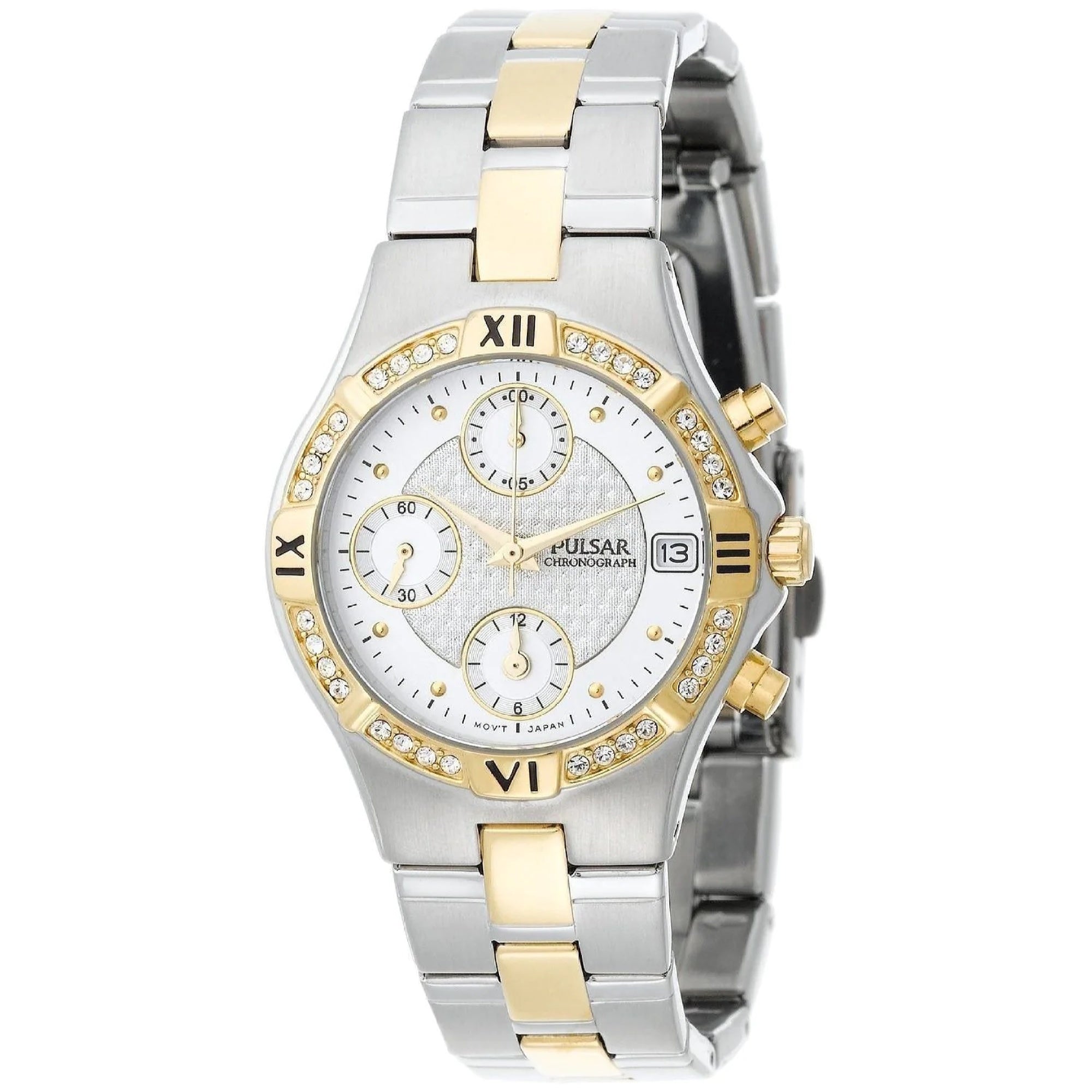 Pulsar Quartz Chronograph Crystal Silver Dial Women's Watch PF8212