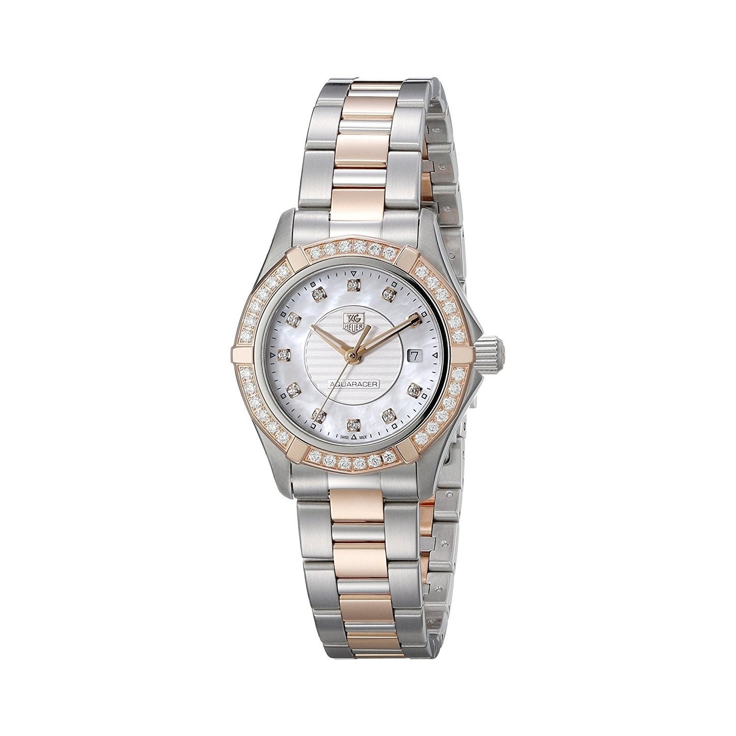 Tag Heuer Aquaracer Quartz 18kt Rose Gold Diamond Mother of Pearl Dial Women's Watch WAP1452.BD0837