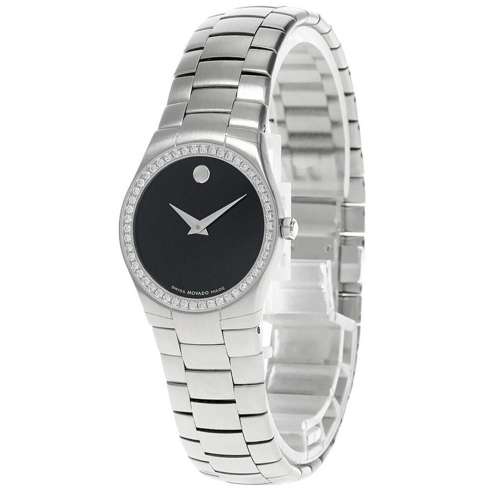 Movado Strato Quartz Diamond Black Dial Women's Watch 0605611