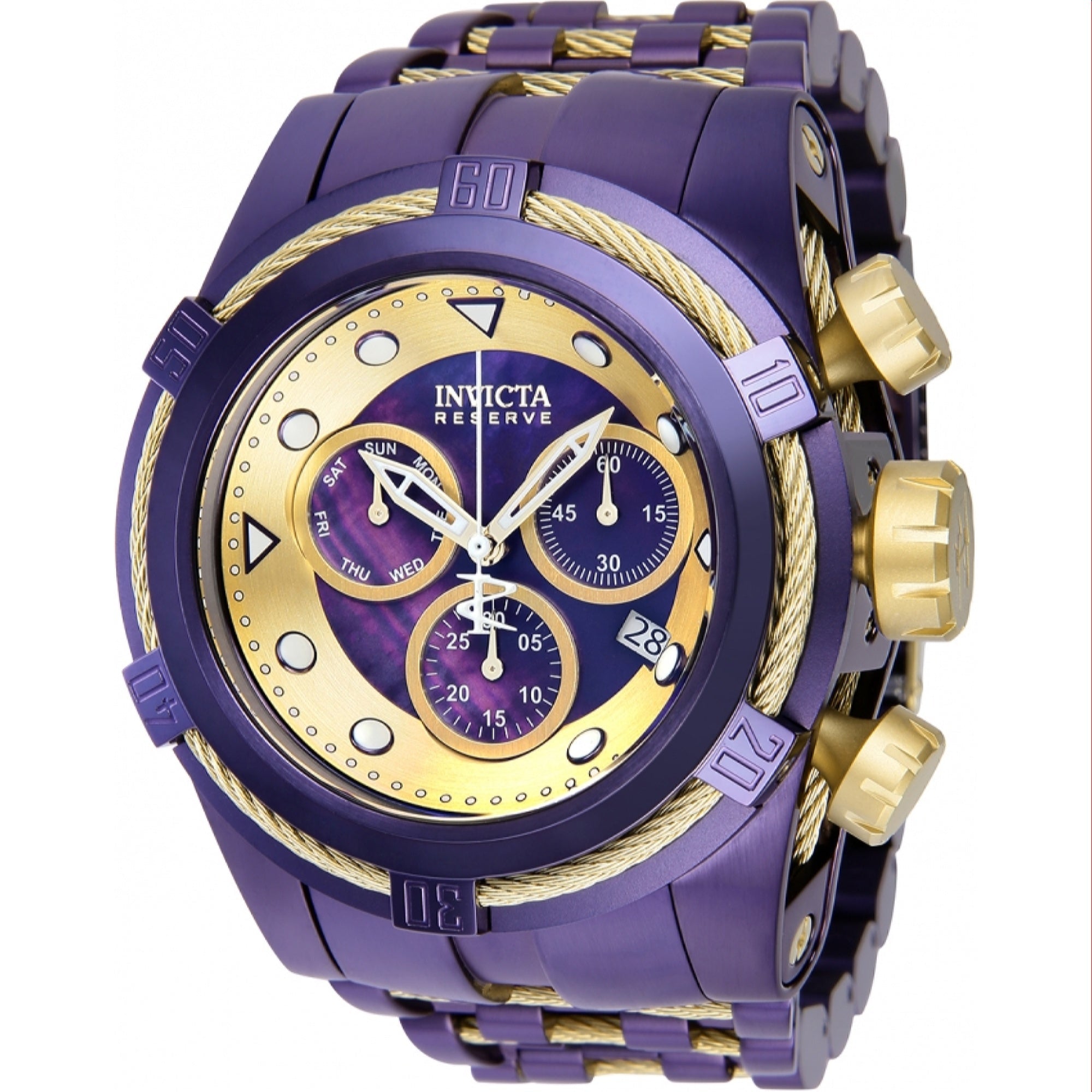 Invicta  Quartz Reserve Bolt Zeus Purple Dial Men's Watch 38748