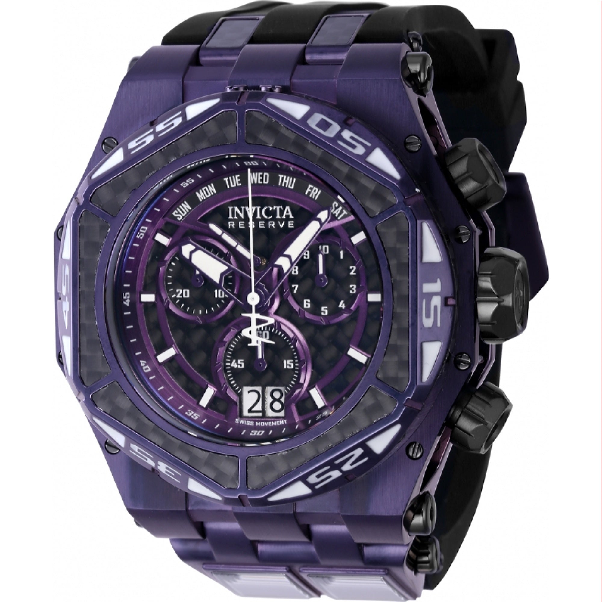 Invicta Carbon Hawk Quartz Purple Dial Men's Watch 38901