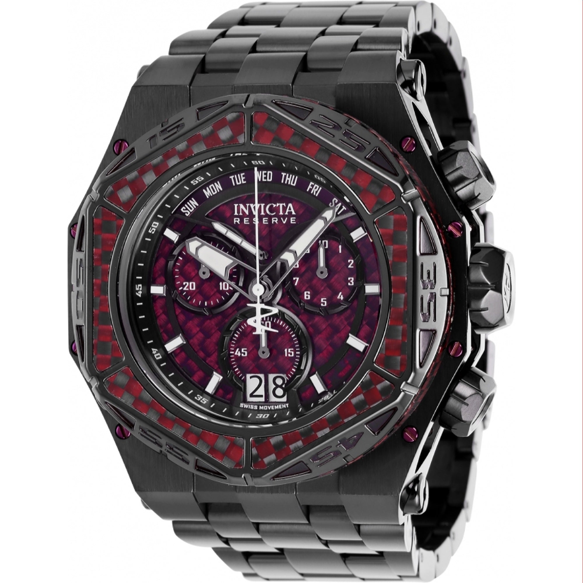 Invicta Carbon Hawk Quartz Carbon Hawk Reserve Burgundy Dial Men's Watch 38919