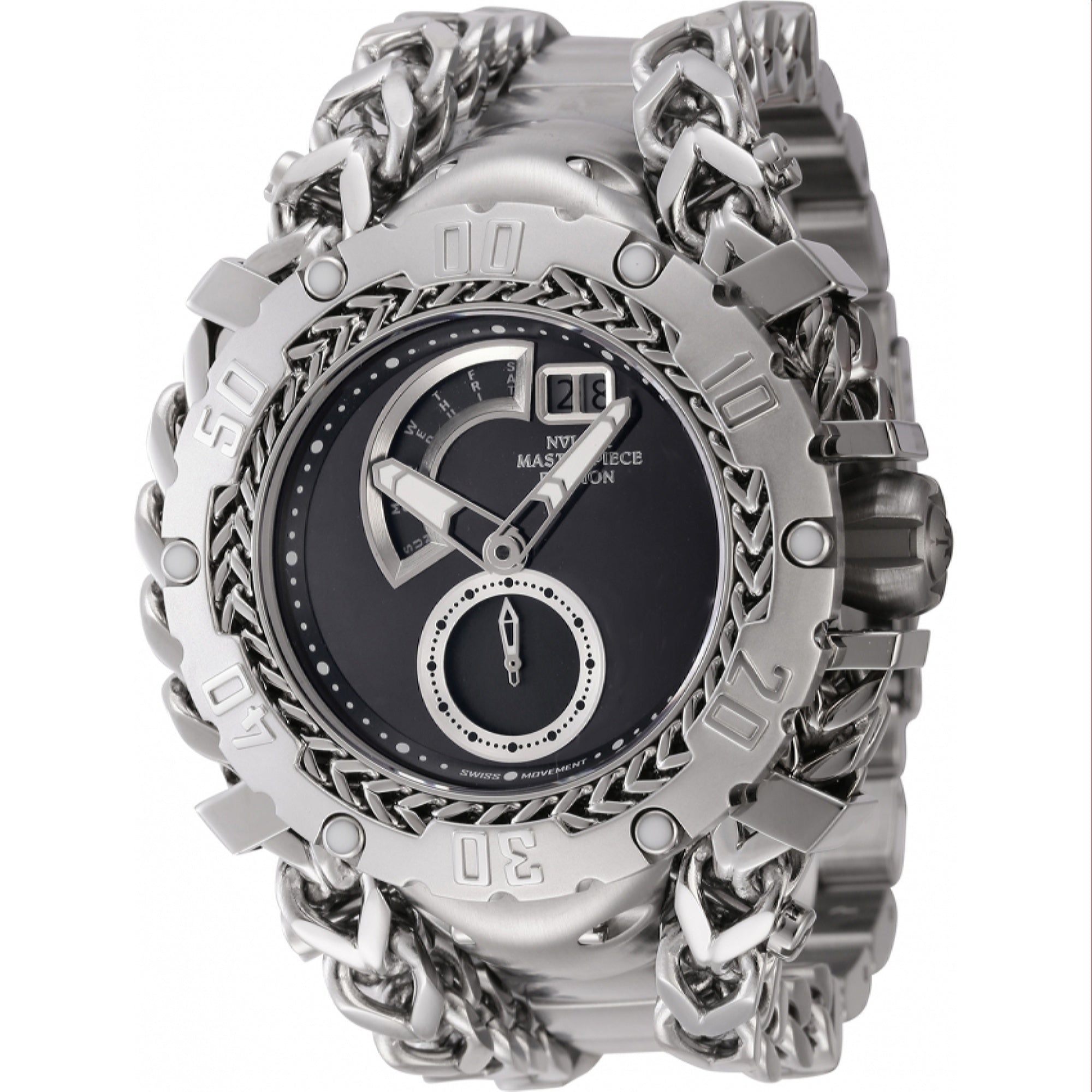 Invicta  Quartz Masterpiece Silver and Black Dial Men's Watch 44628