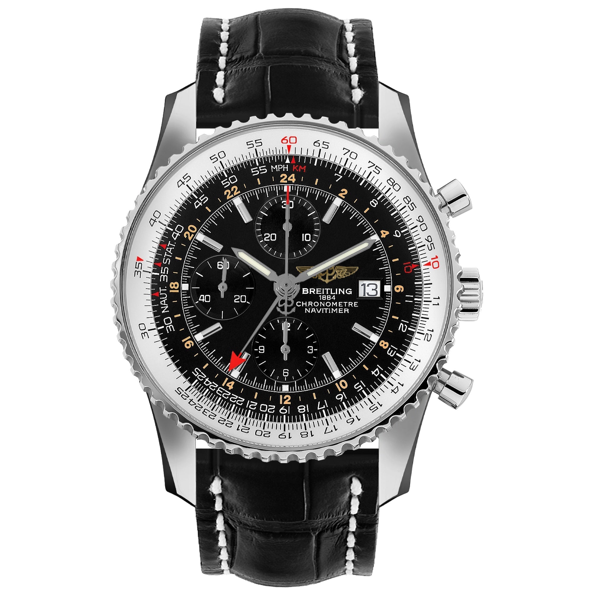 Breitling Navitimer World Automatic Chronograph Black Dial Men's Watch A2432212-B726-761P