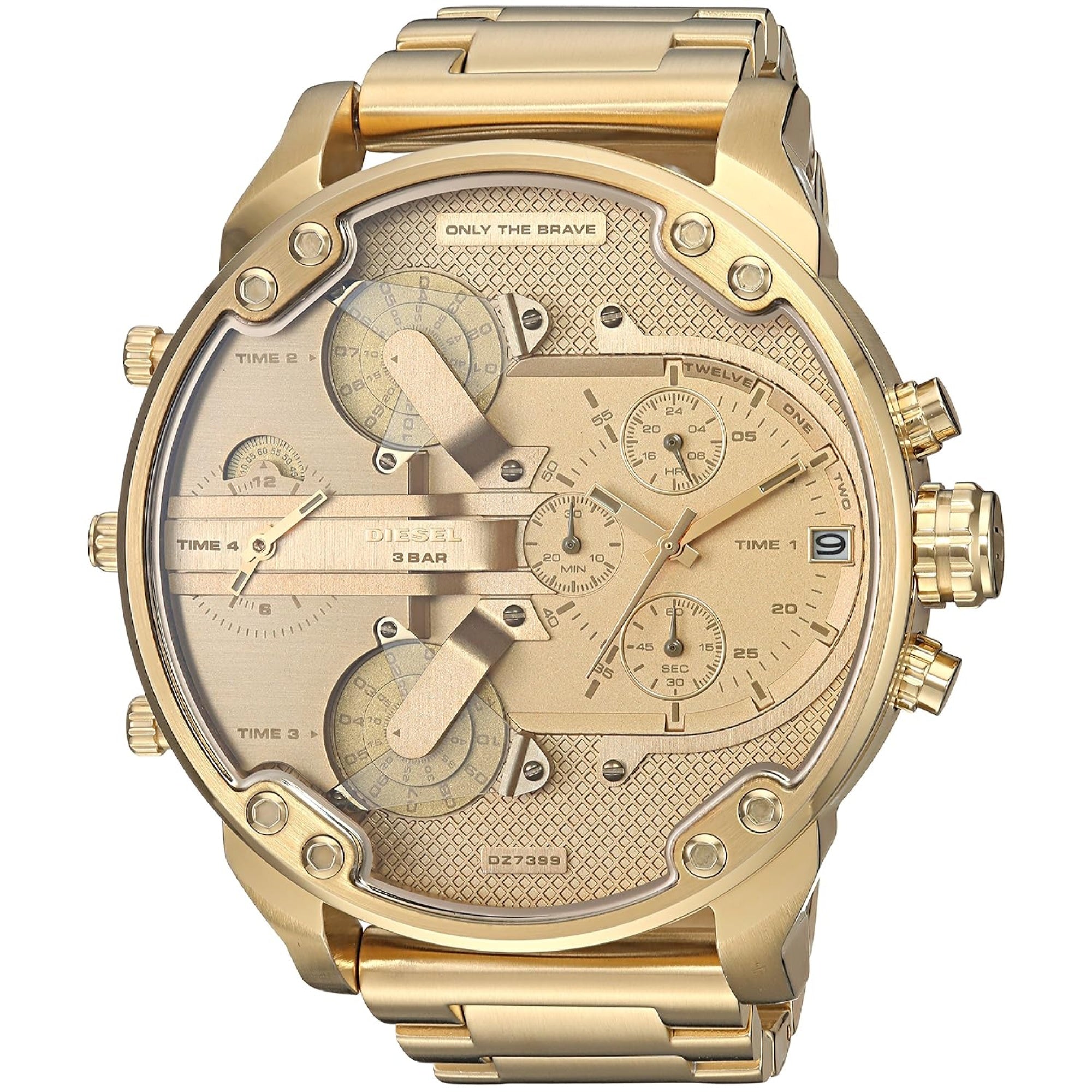 Diesel Mr. Daddy 2.0 Quartz Chronograph 4 Time Zones Gold-Tone Dial Men's Watch DZ7399