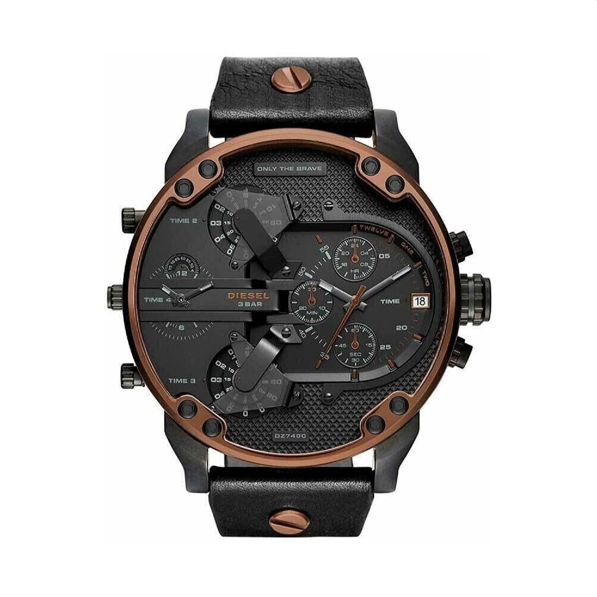 Diesel Mr. Daddy 2.0 Quartz Chronograph 4 Time Zones Black Dial Men's Watch DZ7400