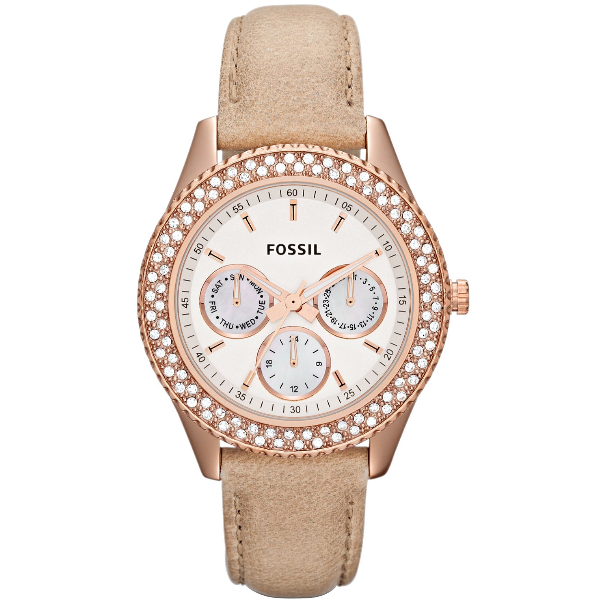 Fossil  Quartz Multi-Function Crystal Silver Dial Women's Watch ES3104