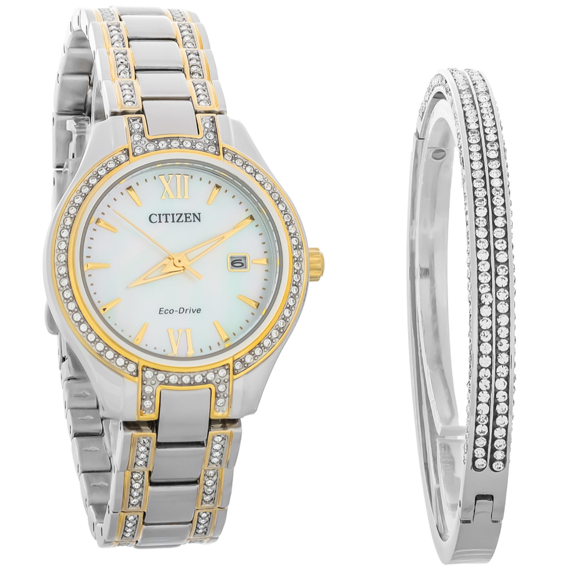 Citizen Silhouette Crystal Eco-drive Mother of Pearl Dial Women's Watch FE1234-50D