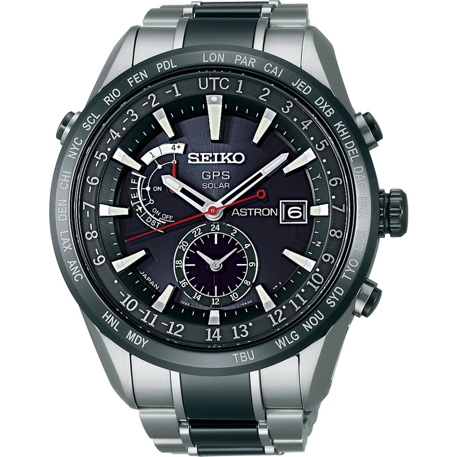 Seiko Astron GPS Solar Solar World Time Black Dial Men's Watch SAST015