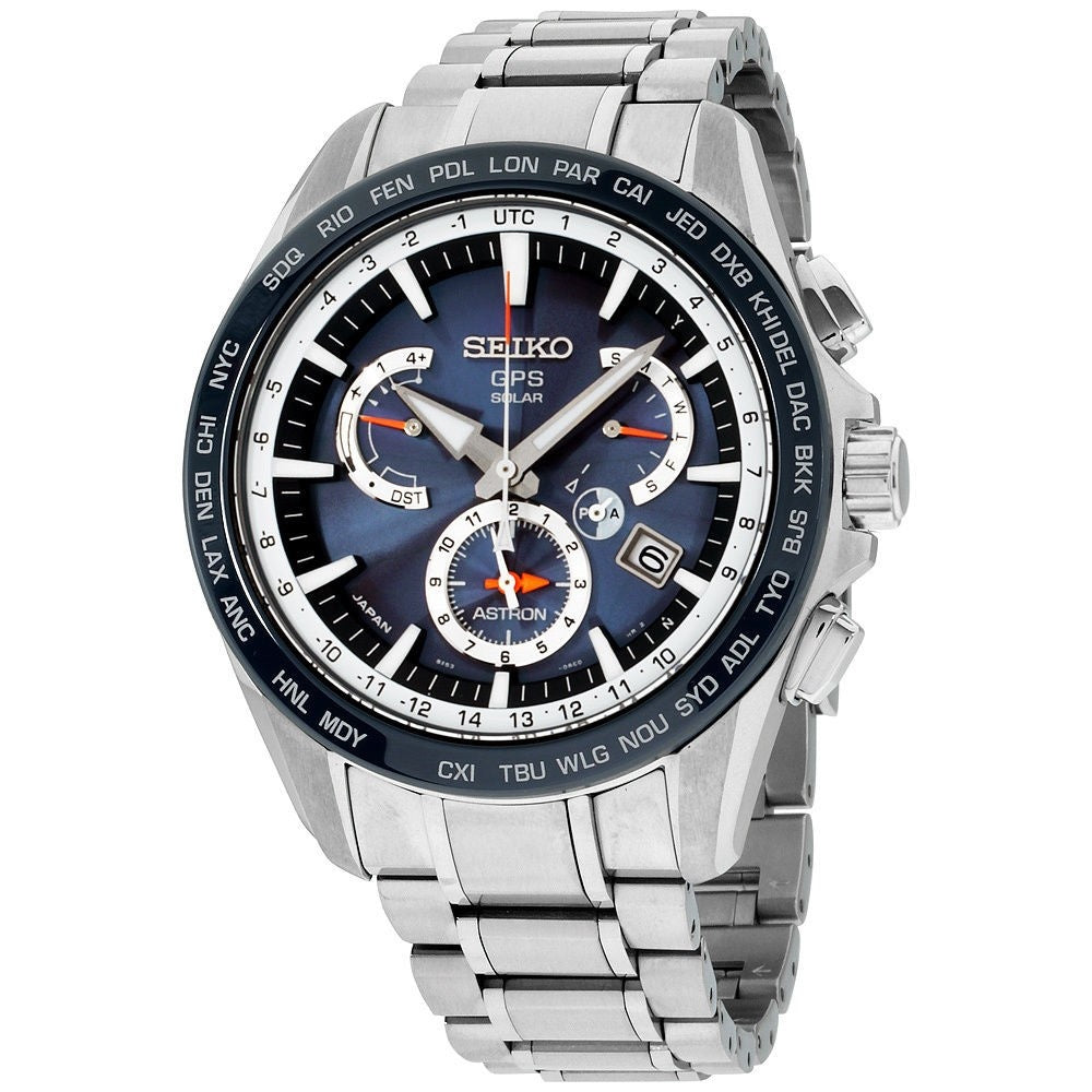 Seiko Astron GPS Solar Solar Chronograph World Time Blue Dial Men's Watch SSE053