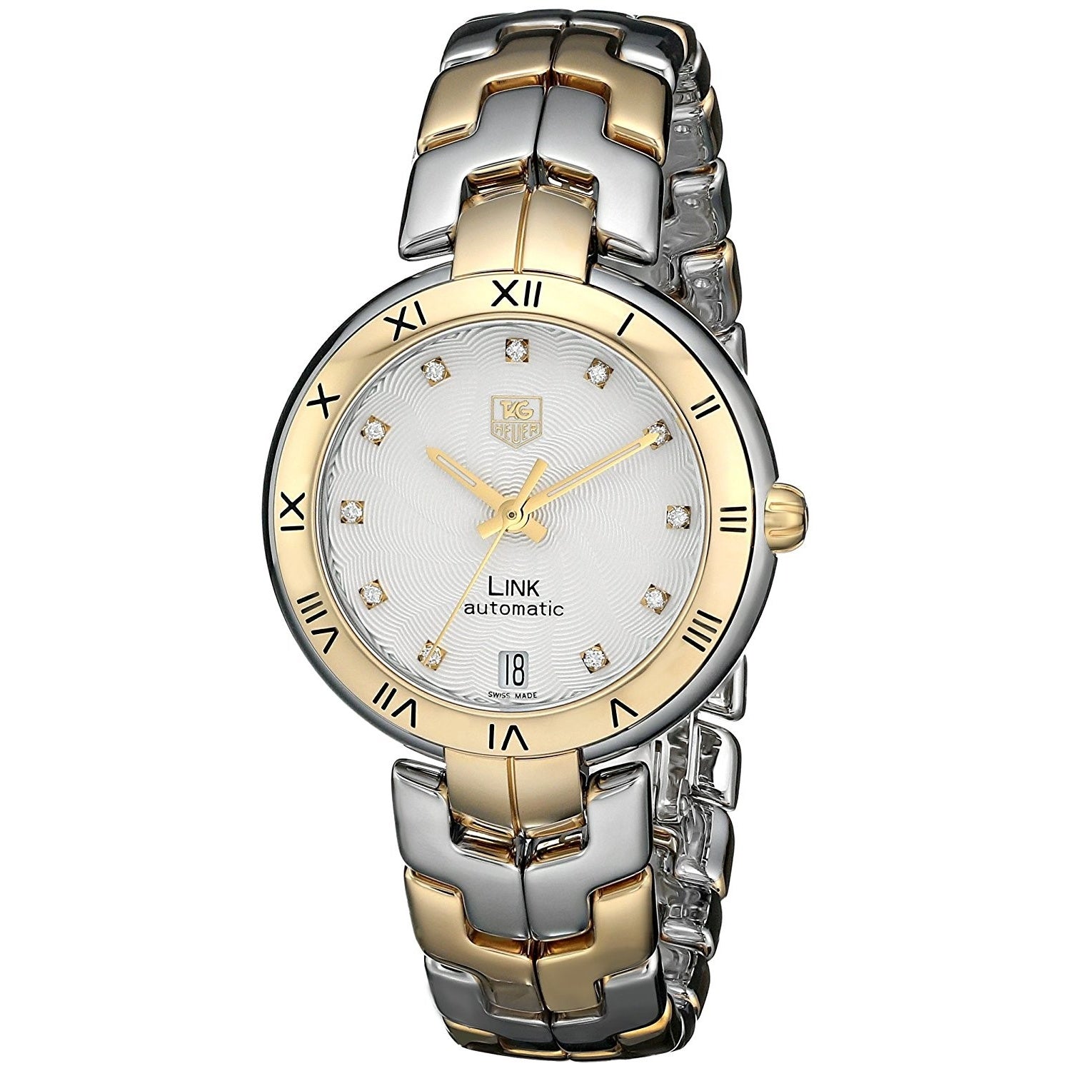 Tag Heuer Link Quartz 18kt Yellow Gold Diamond Silver Dial Women's Watch WAT2350.BB0957