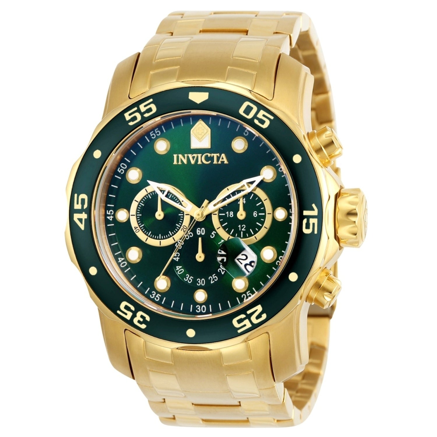 Invicta Pro Diver Quartz Scuba Chronograph Green Dial Men's Watch 0075