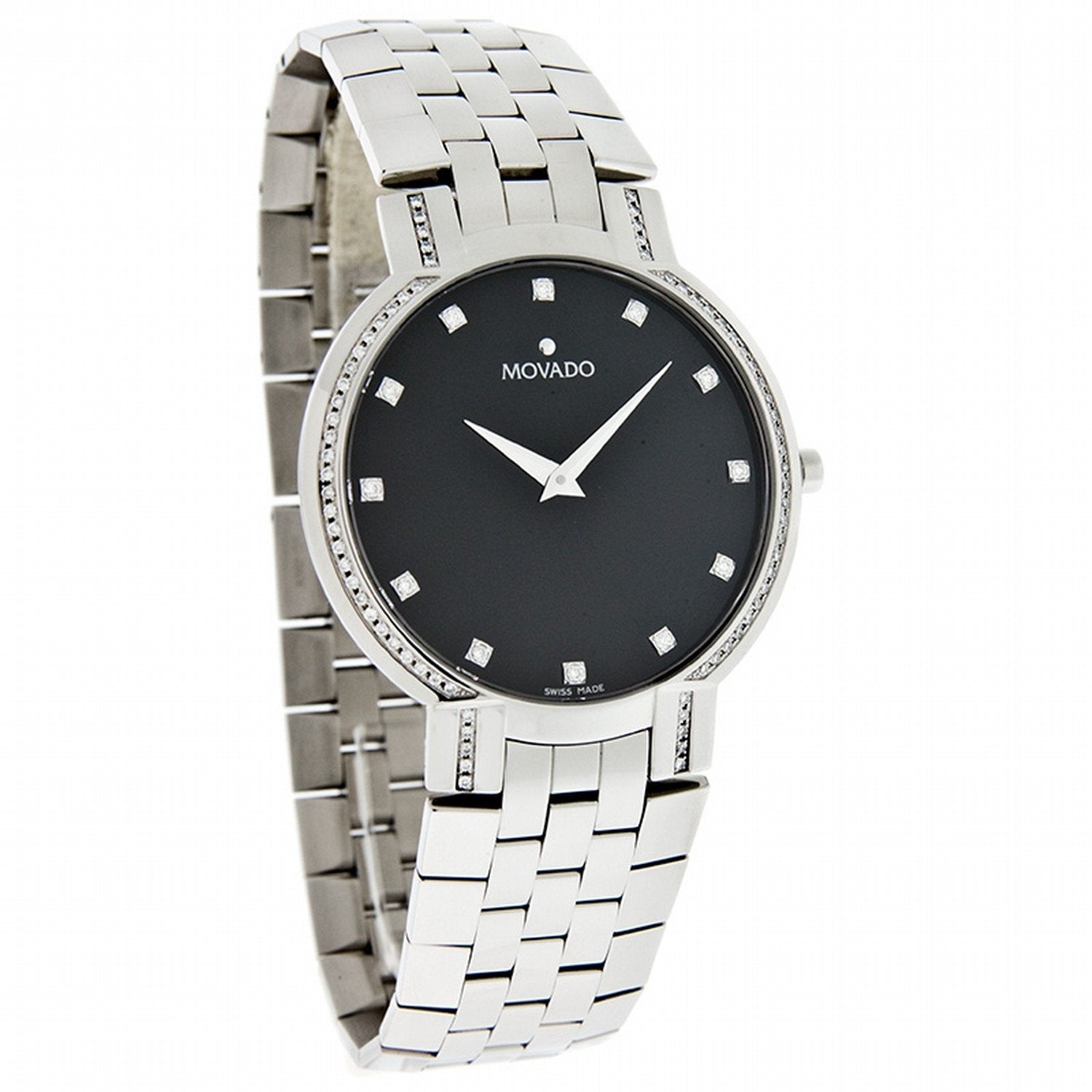 Movado Faceto Quartz Diamond Black Dial Men's Watch 0606237