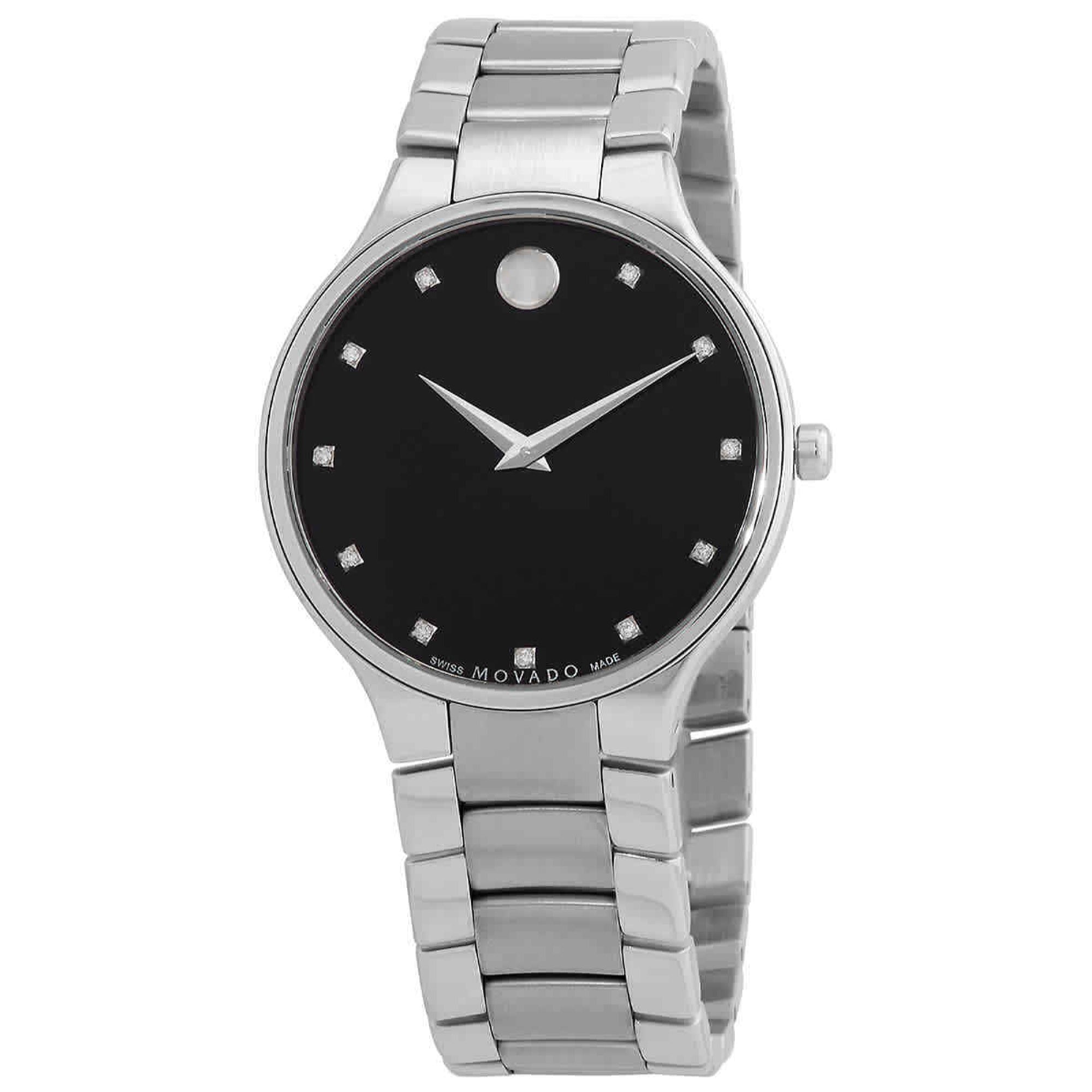 Movado Serio Quartz Black Dial Unisex Watch 0607286