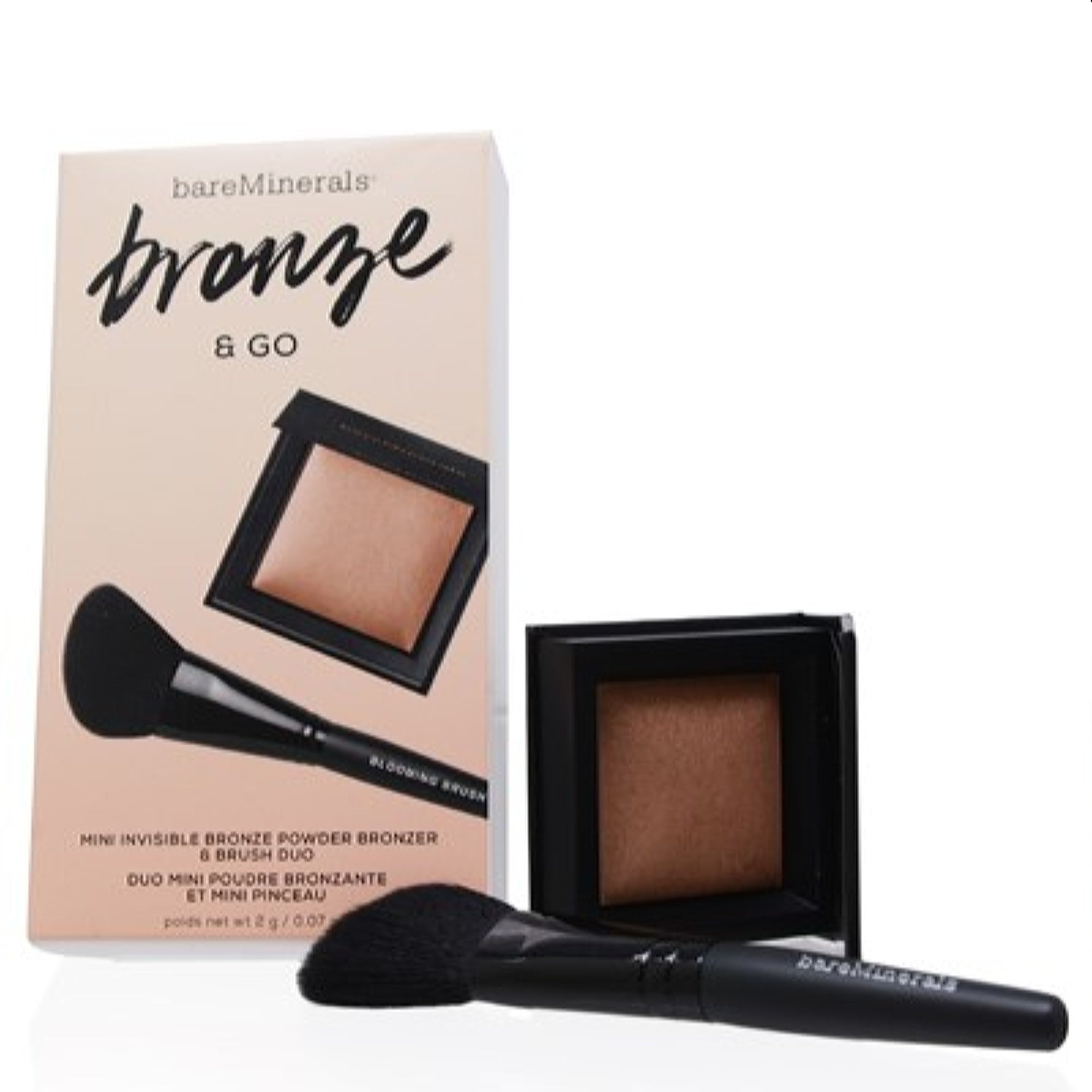 Bareminerals  Bareminerals Bronze & Go Mini Invisible Bronze Powder Bronzer & Brush Duo 0.07Oz 098132521678