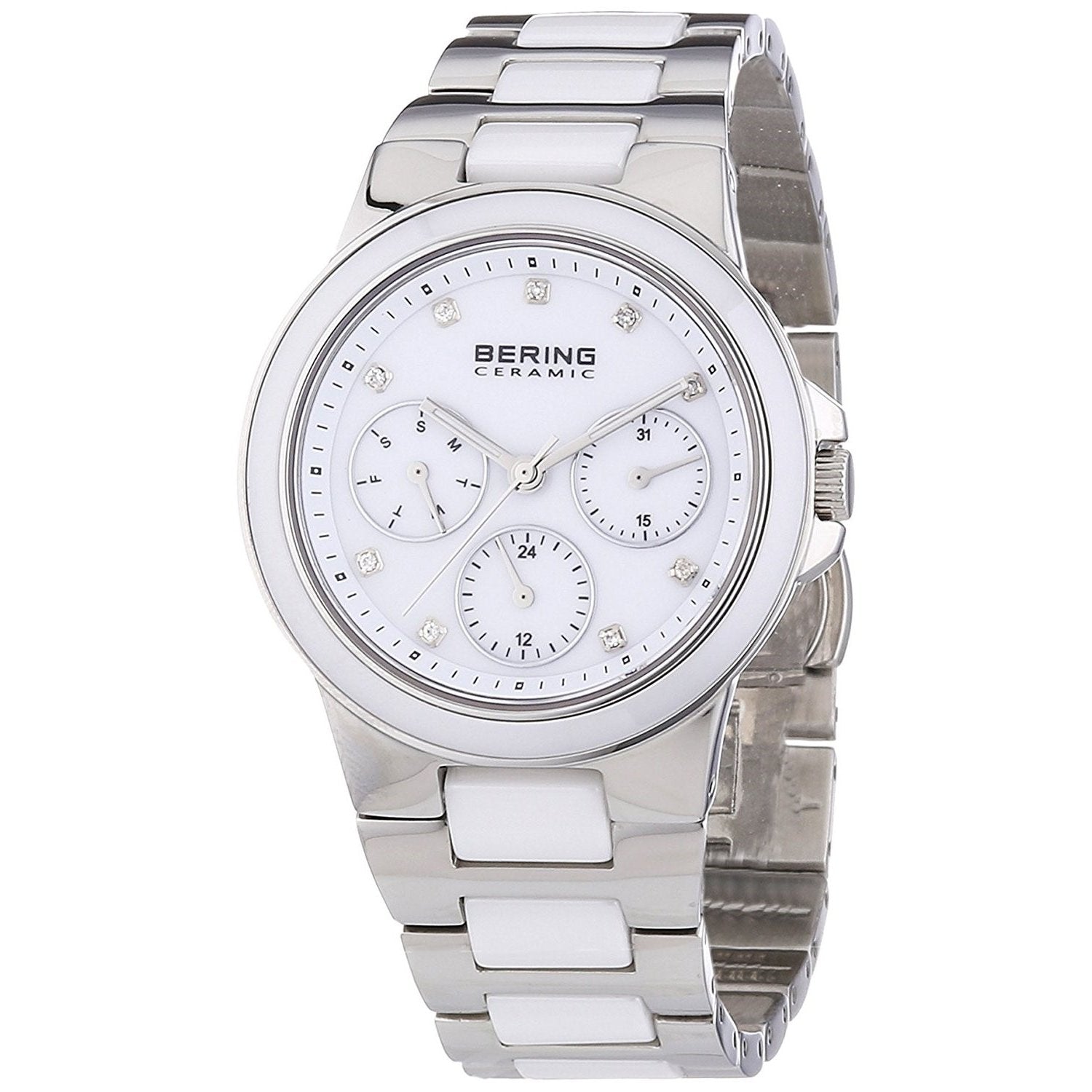 Bering Ceramic Quartz Multi-Function Crystal White Dial Women's Watch 32237-754