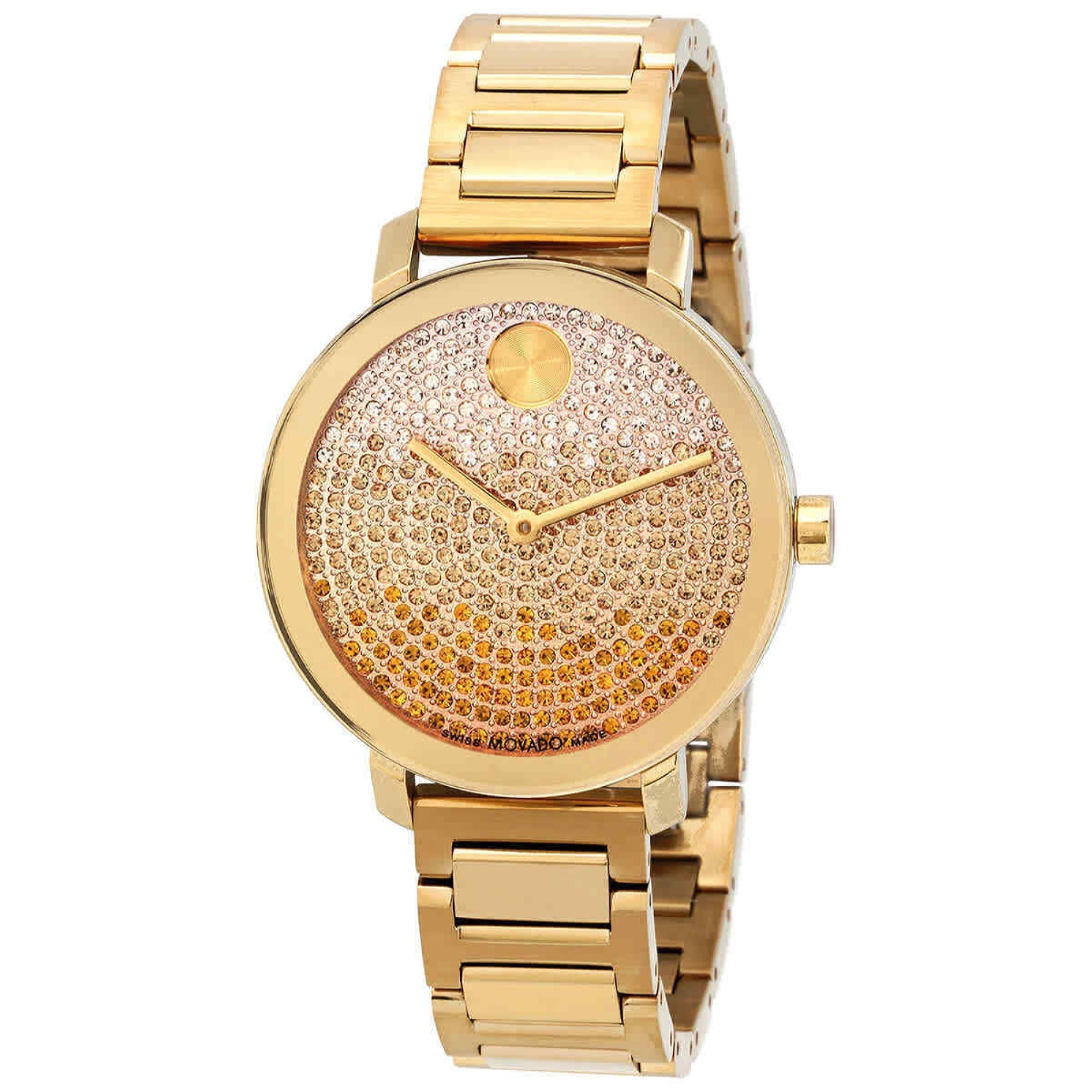 Movado Bold Evolution Quartz Crystal Pave Gold-Tone Dial Men's Watch 3600931