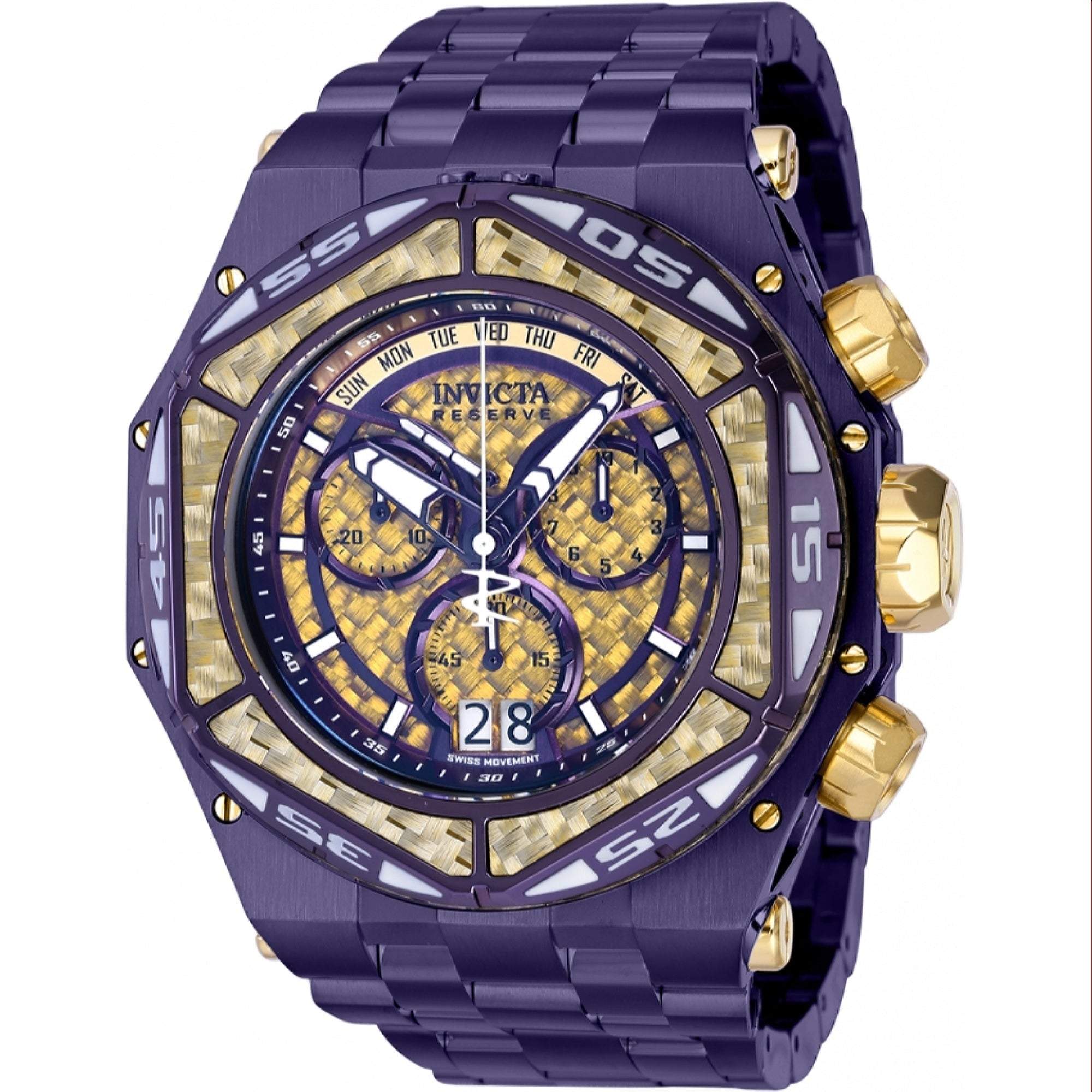 Invicta Carbon Hawk Reserve Quartz Purple Dial Men's Watch 38926