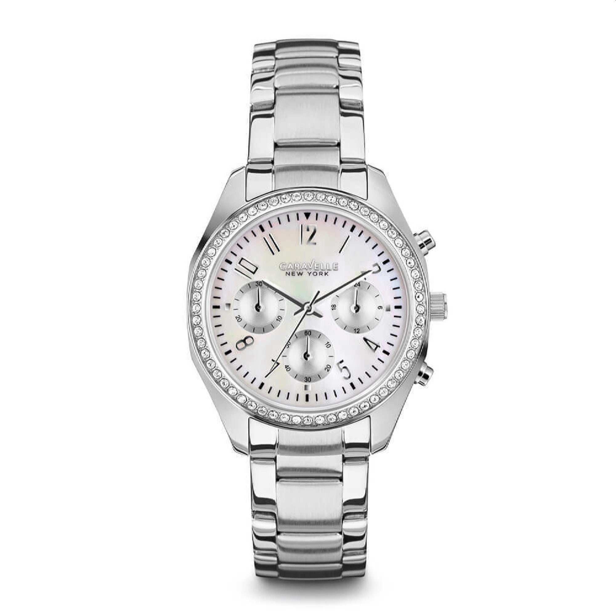 Bulova Caravelle New York Quartz Chronograph Mother of Pearl Dial Women's Watch 43L159