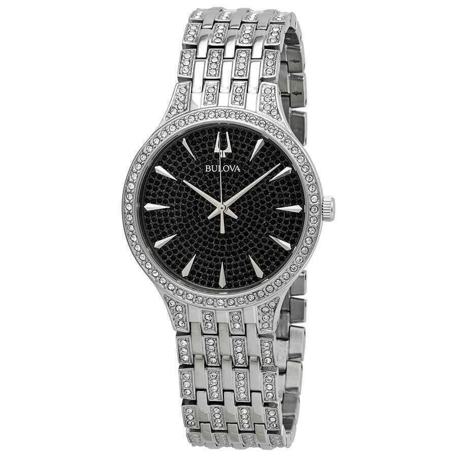 Bulova Phantom Quartz Black Crystal Pave Black Dial Men's Watch 96A227