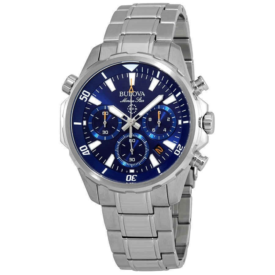 Bulova Marine Star Quartz Chronograph Blue Dial Men's Watch 96B256