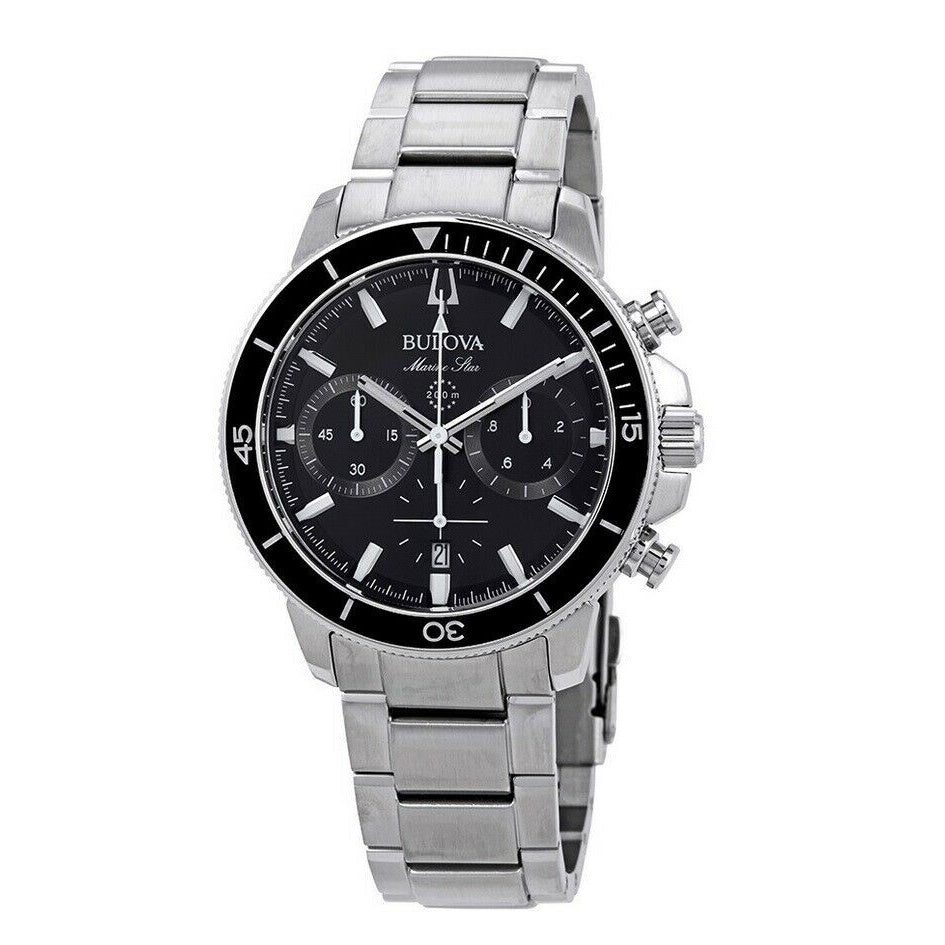 Bulova Marine Star Quartz Chronograph Black Dial Men's Watch 96B272