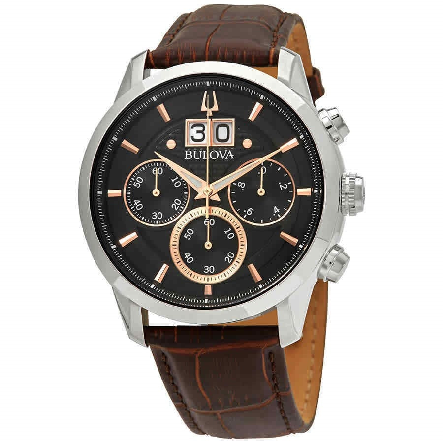 Bulova Sutton Quartz Chronograph Black Dial Men's Watch 96B311