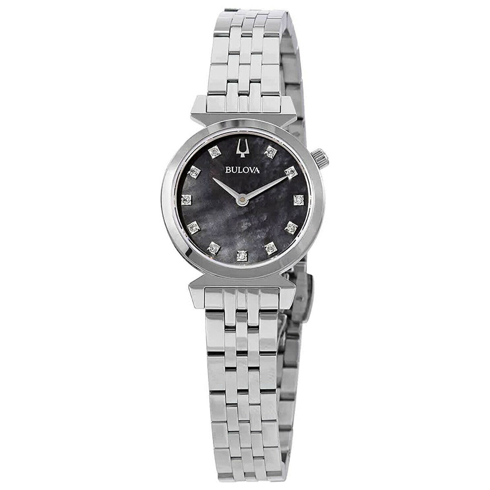 Bulova Regatta Quartz Diamonds Black Dial women's Watch 96P221