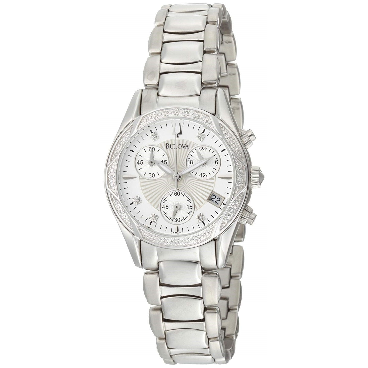 Bulova Classic Quartz Chronograph Diamond Silver Dial Women's Watch 96R134