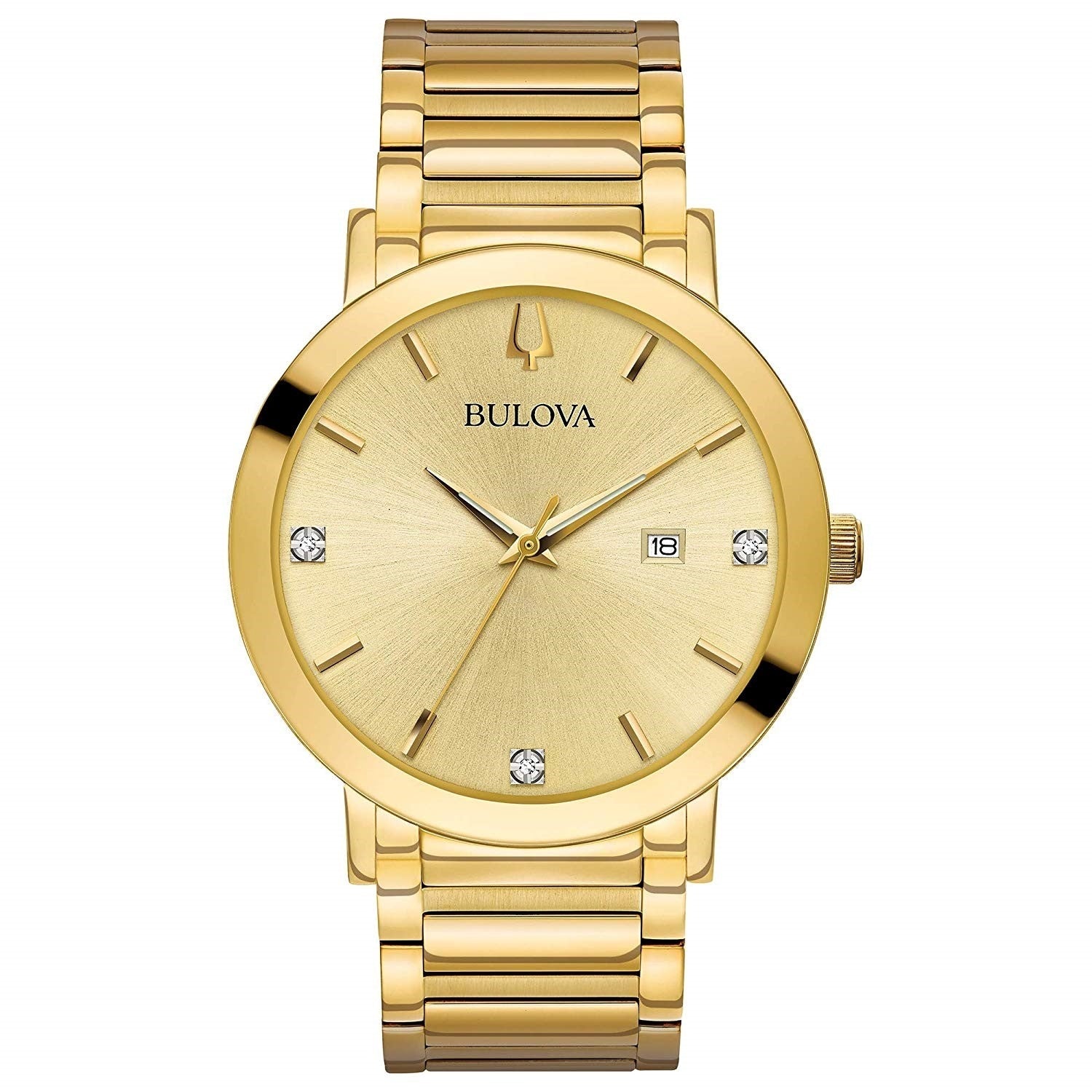 Bulova Diamond Quartz Gold-Tone Dial Men's Watch 97D115