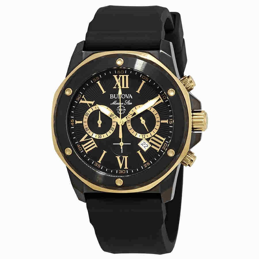 Bulova Marine Star Quartz Chronograph Black Dial Men's Watch 98B278