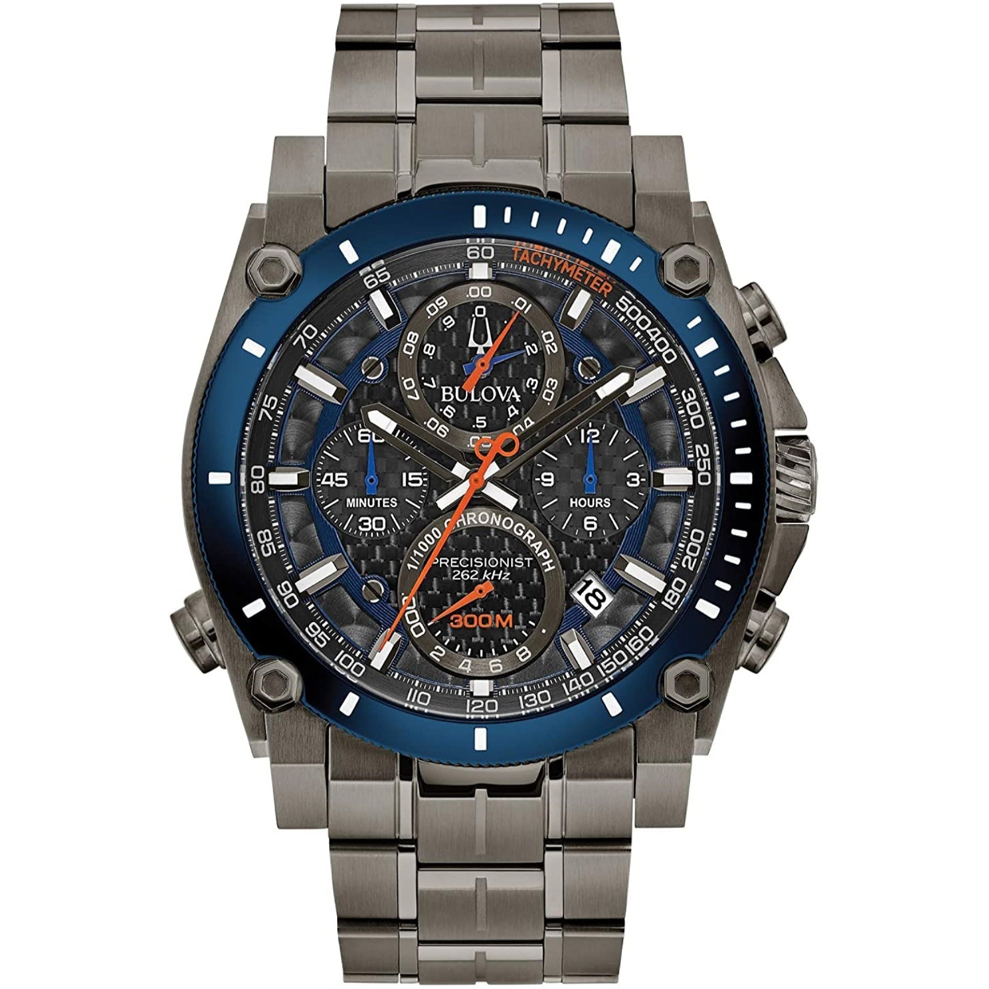 Bulova Precisionist Quartz Chronograph Black-Blue Dial Men's Watch 98B343