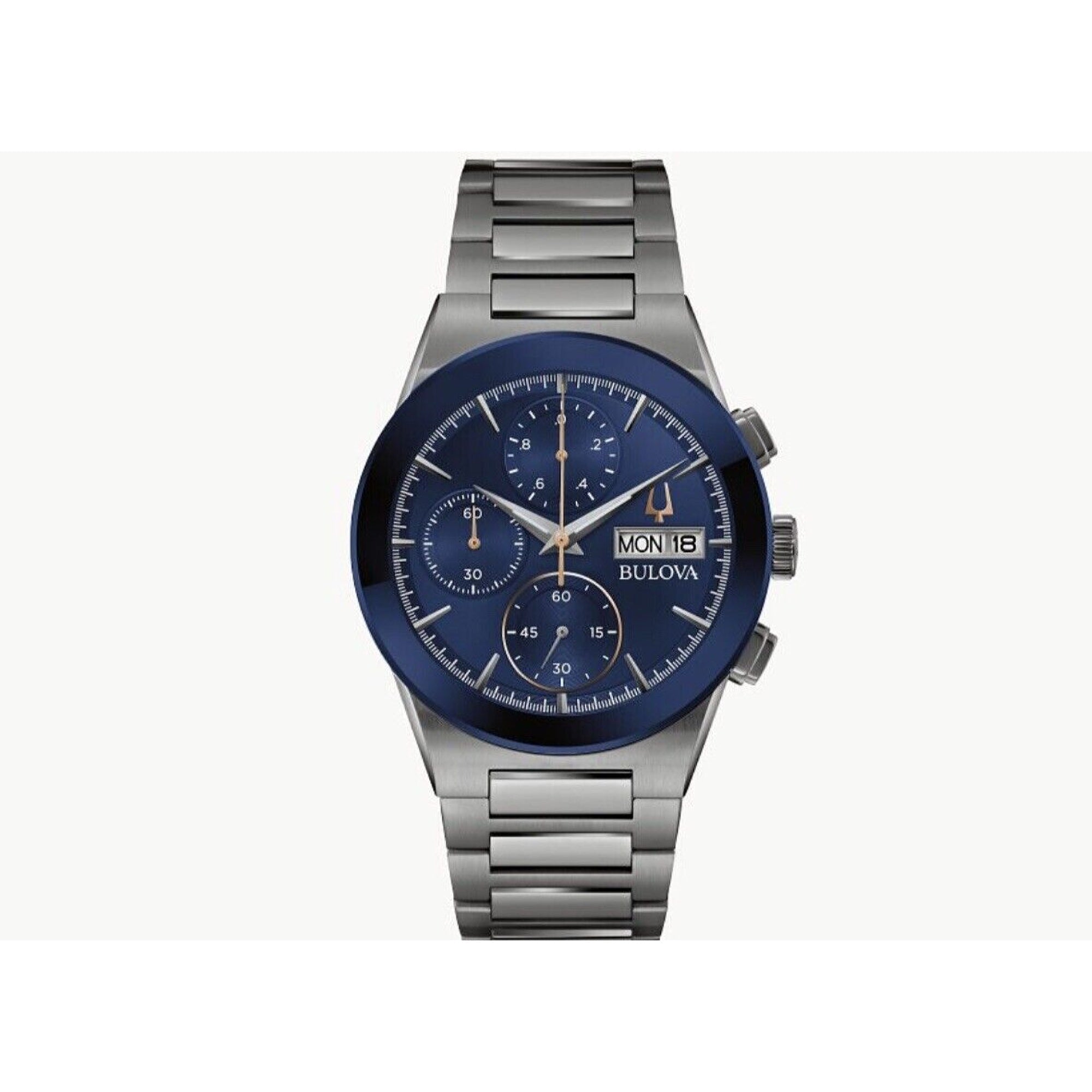 Bulova Millennia Quartz Chronograph Blue Dial Men's Watch 98C143