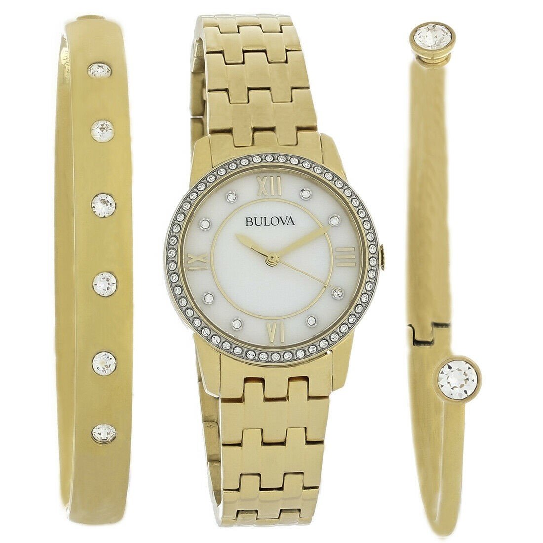 Bulova Bulova Ladies Bracelet Set Quartz Mother of Pearl Dial Women's Watch 98X115