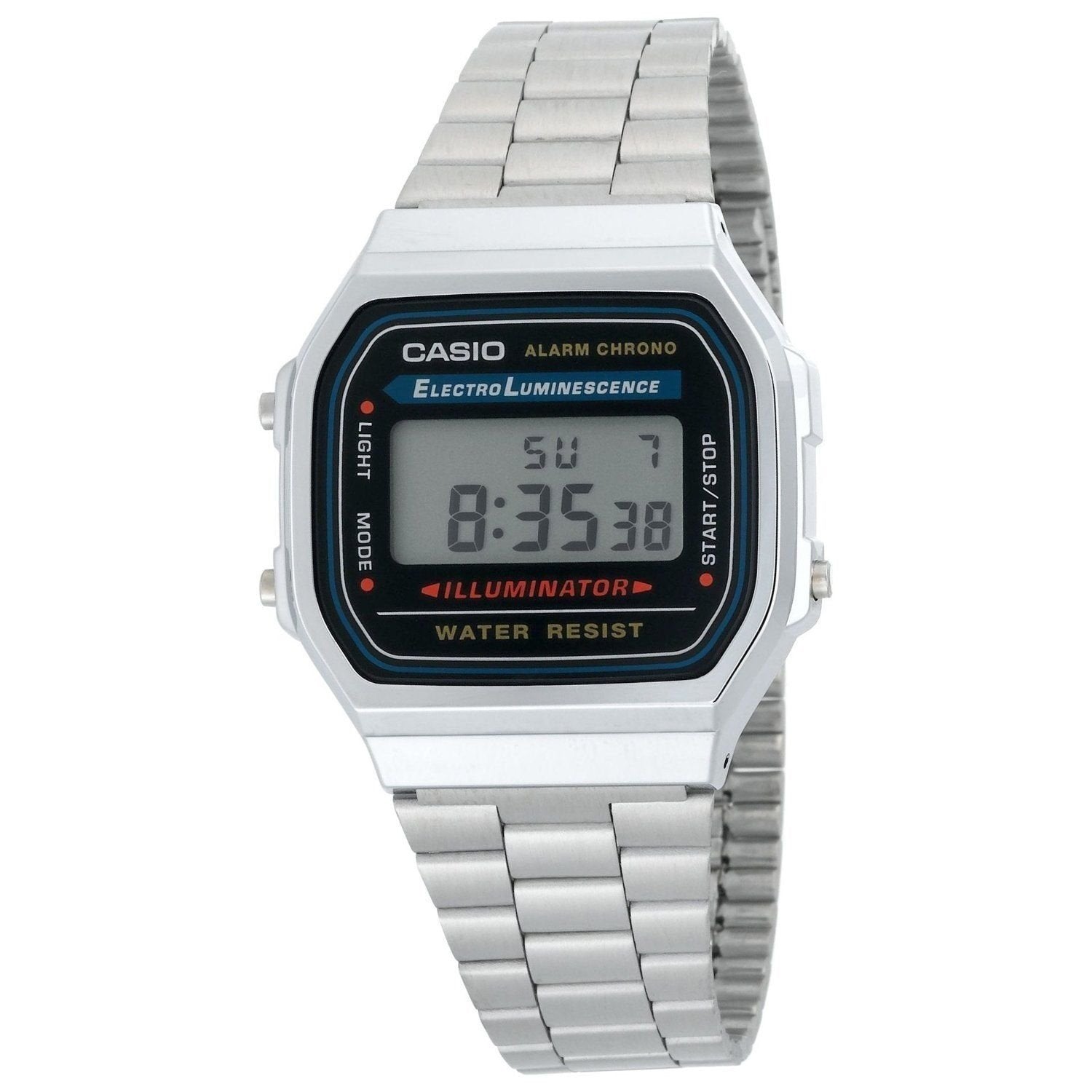 Casio Vintage Illuminator Quartz Digital Black Dial Men's Watch A168W-1