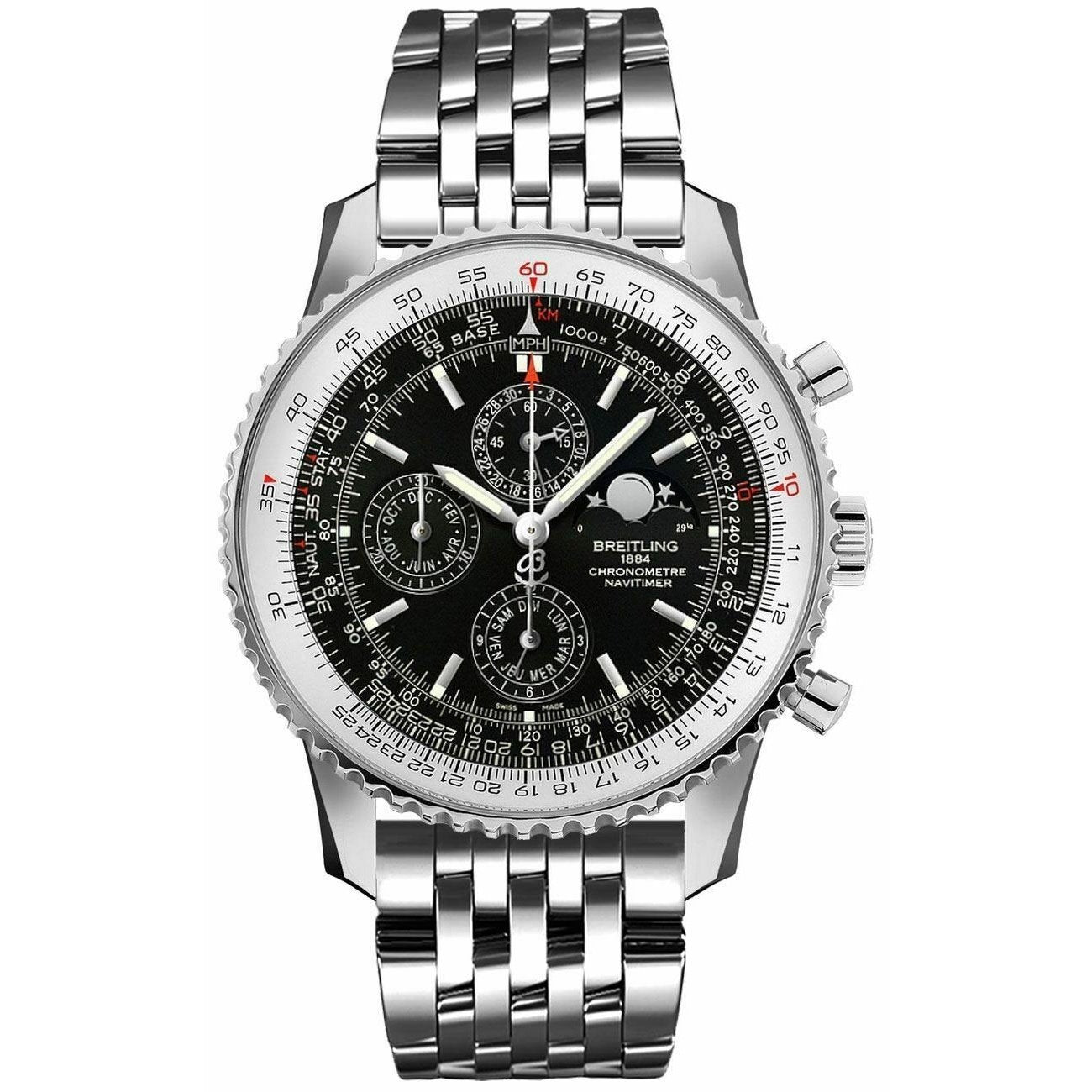 Breitling Navitimer 1461 Automatic Chronograph Black Dial Men's Watch A1937012-BA57-453A