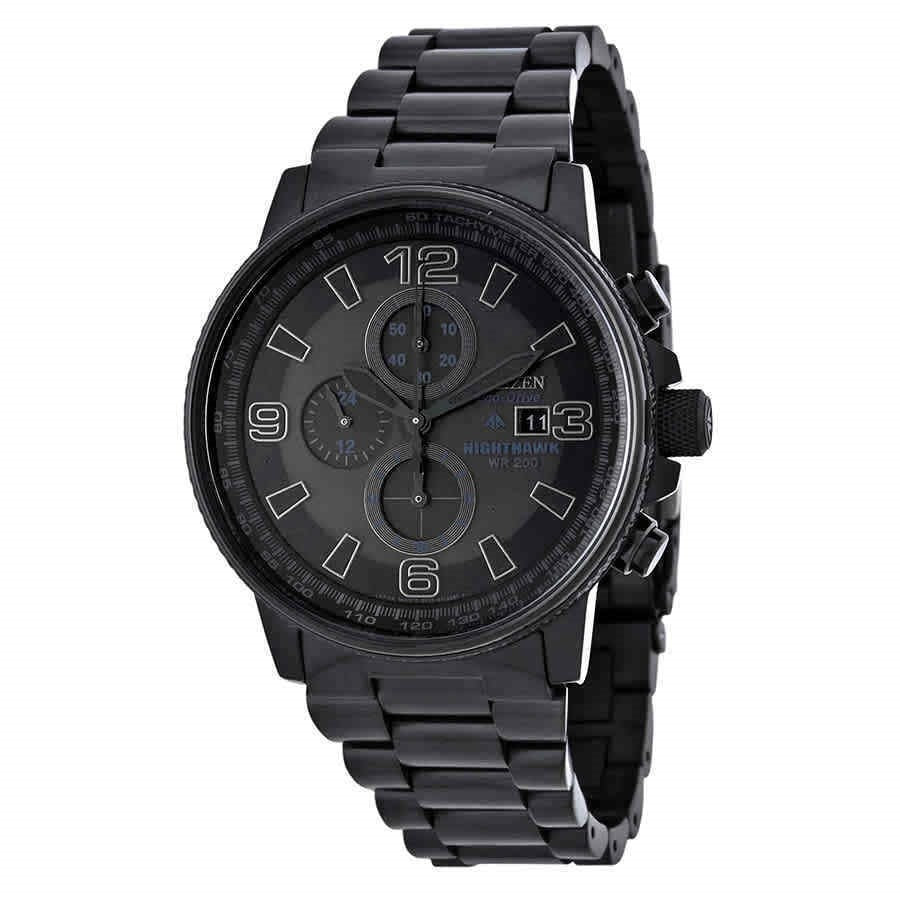 Citizen Nighthawk Eco-Drive Chronograph Black Dial Men's Watch CA0295-58E