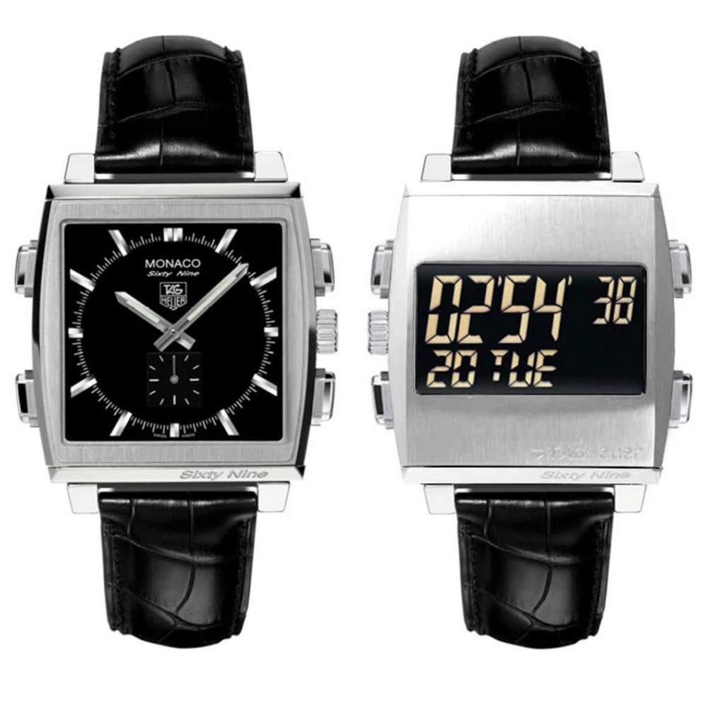 Tag Heuer Monaco 69 Quartz Analog-Digital Flip Reversible Dial Black Dial Men's Watch CW9110.FC6177