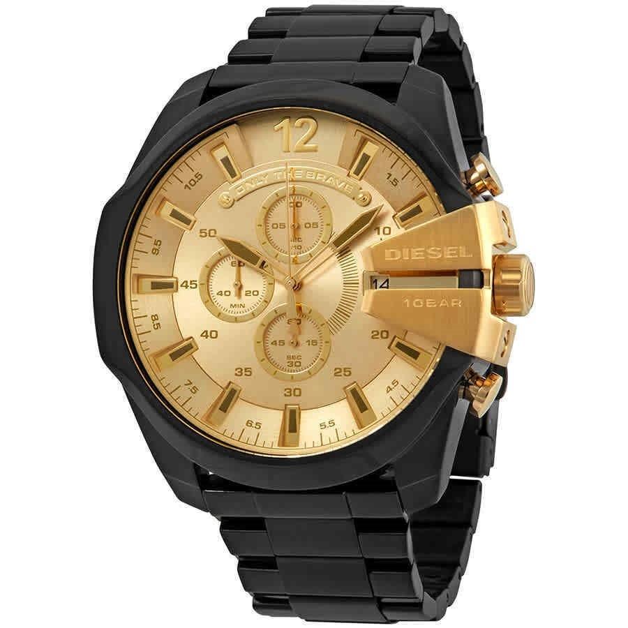 Diesel Mega Chief Quartz Chronograph Gold-Tone Dial Men's Watch DZ4485