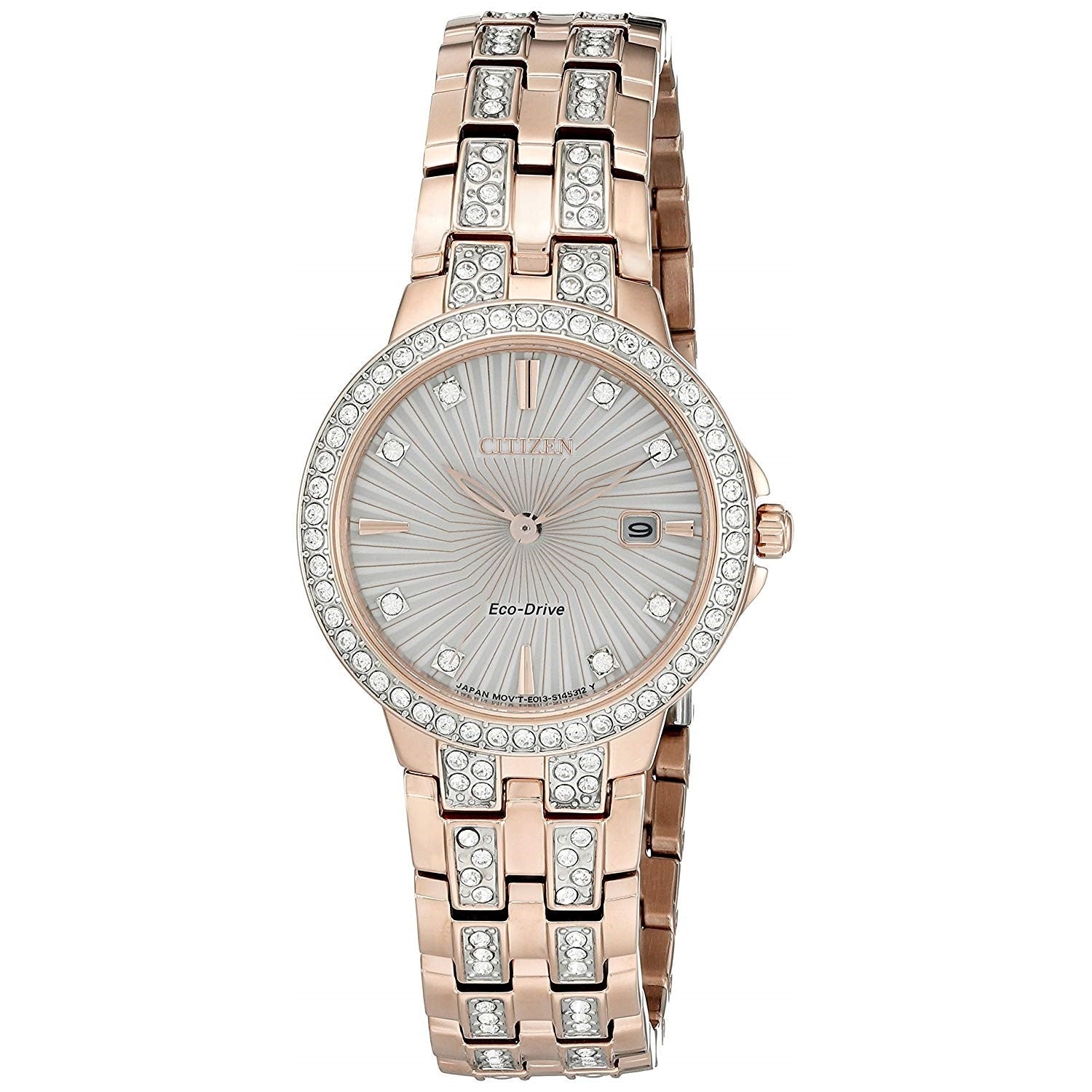 Citizen Silhouette Crystal Eco-Drive Silver and Rose Gold-tone Highlight Dial Women's Watch EW2348-56A