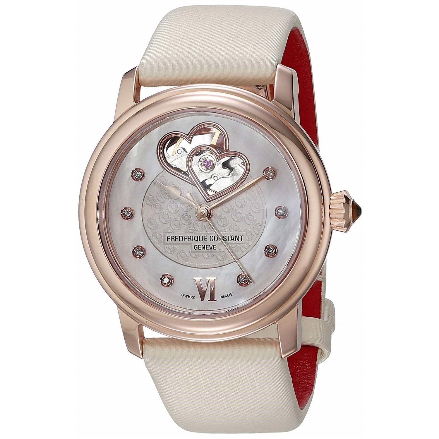Frederique Constant Heartbeat Automatic Diamond Mother of Pearl with Skeletal Display Dial Women's Watch FC-310WHF2PD4