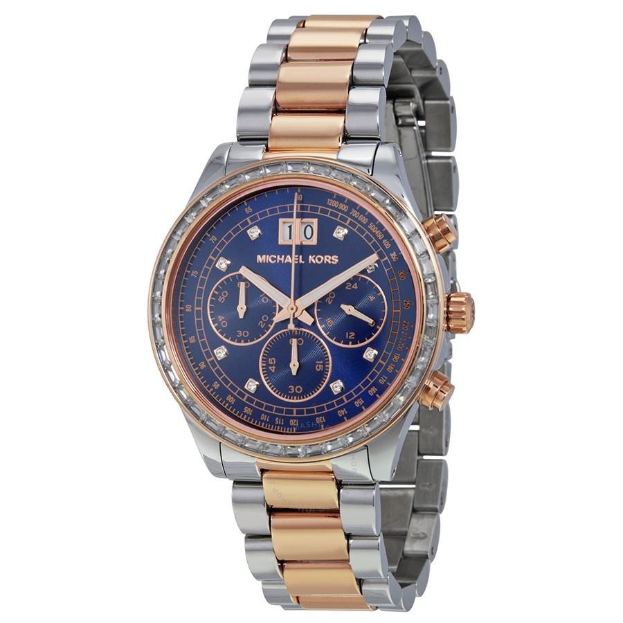 Michael Kors Brinkley Quartz Chronograph Crystal Blue Dial Women's Watch MK6205