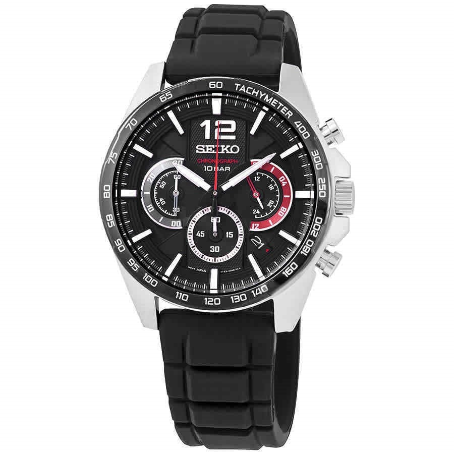 Seiko Sports Quartz Chronograph Black Dial Men's Watch SSB347